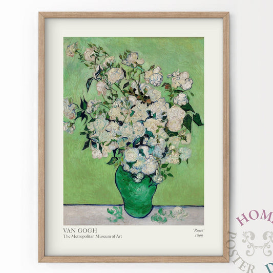 Home Poster Decor Van Gogh Poster, Van Gogh Flowers, Floral Wall Art, Van Gogh Roses, Van Gogh Painting, Van Gogh Print Green Flowers Art, Flowers in Vase 10b