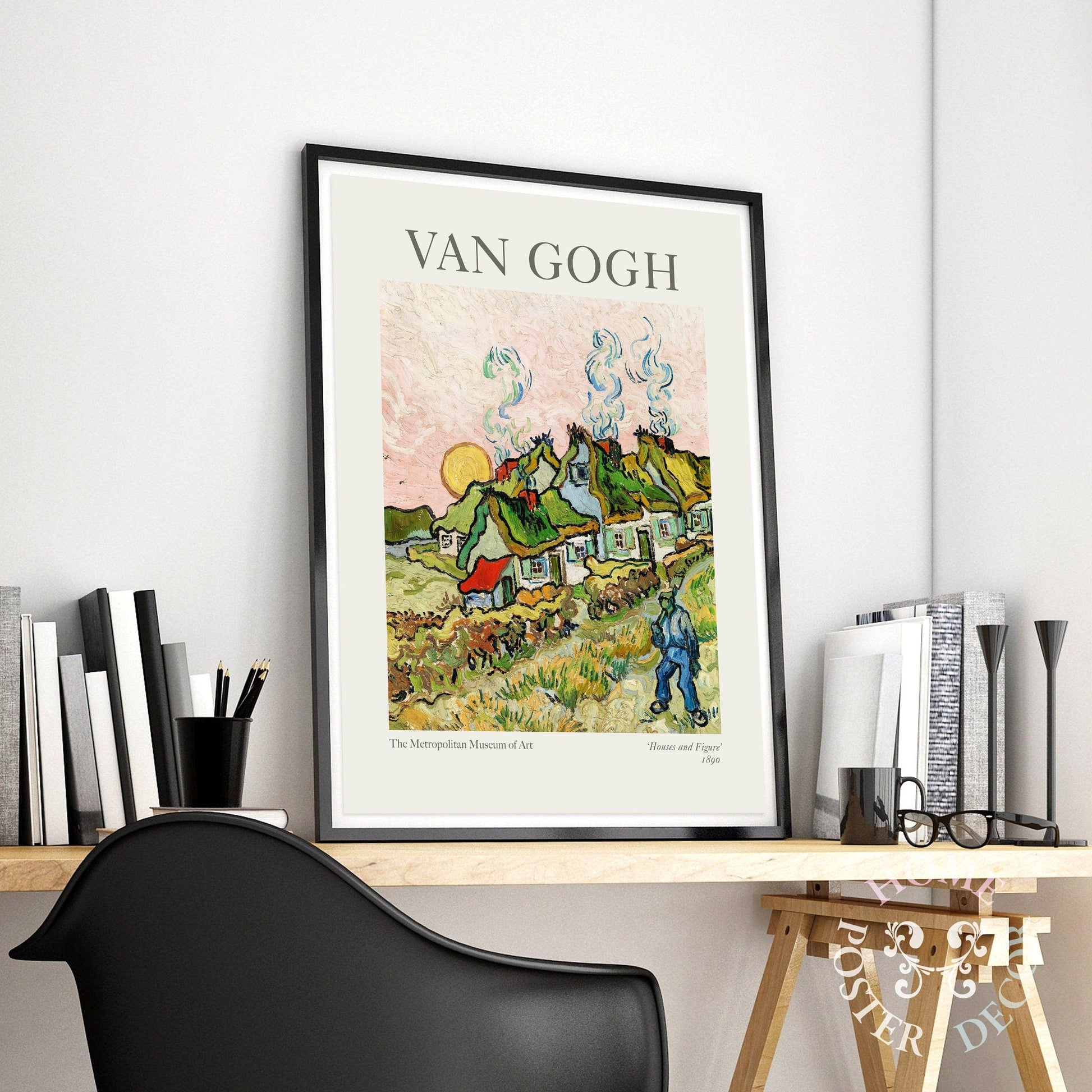 Home Poster Decor Van Gogh Poster, Van Gogh Houses and Figure, Van Gogh Print, Post-impressionist, Van Gogh Painting, Gift Idea, High Quality Print