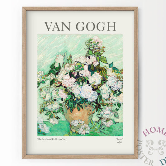 Home Poster Decor Van Gogh Poster, Van Gogh Painting, Floral Van Gogh, Flowers Painting, Post-impressionist, Roses (1890) Archival Paper up to 44"x66"