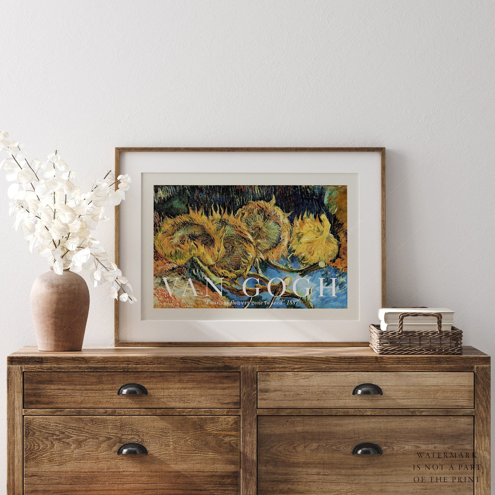 Home Poster Decor Van Gogh Print, Four sunflowers gone to seed, Landscape Art, Impressionist painter, Wedding Gift, Bedroom Wall Decor, Van Gogh Reproduction