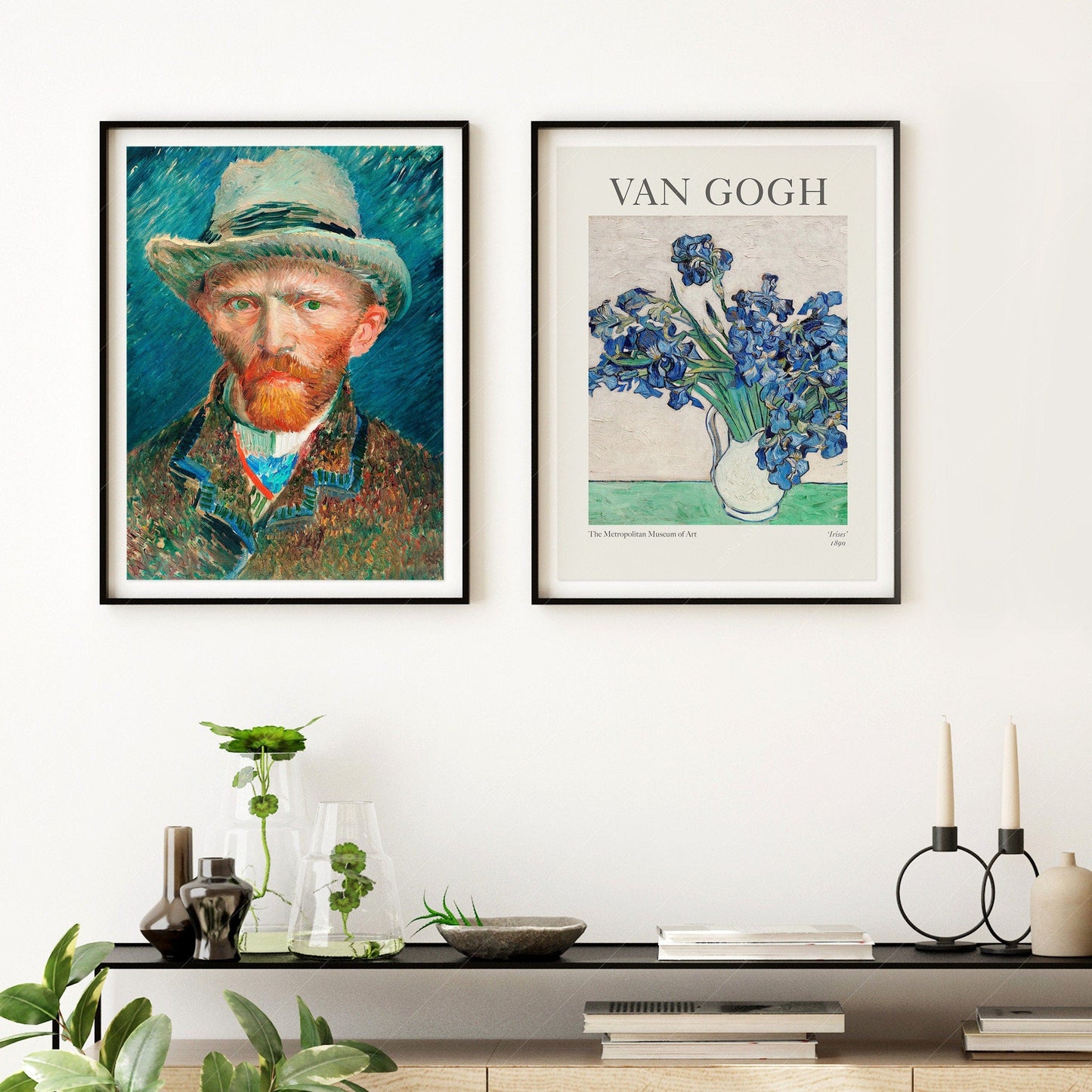 Home Poster Decor Set of 2 Van Gogh print, Set of 2 Wall Art, Van Gogh Flower Van Gogh Self Portrait, Living Wall Decor, Gift Idea, Office Wall Decor, Van Gogh Irises