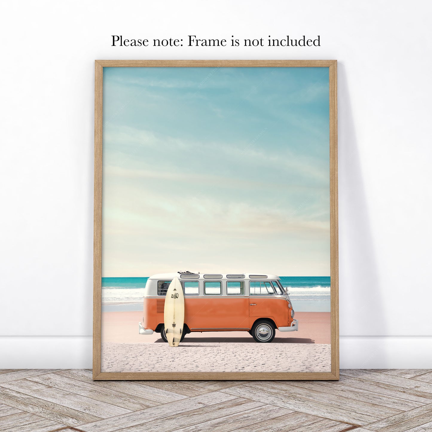 Orange Van Print, Surfboard Photo, Retro Poster