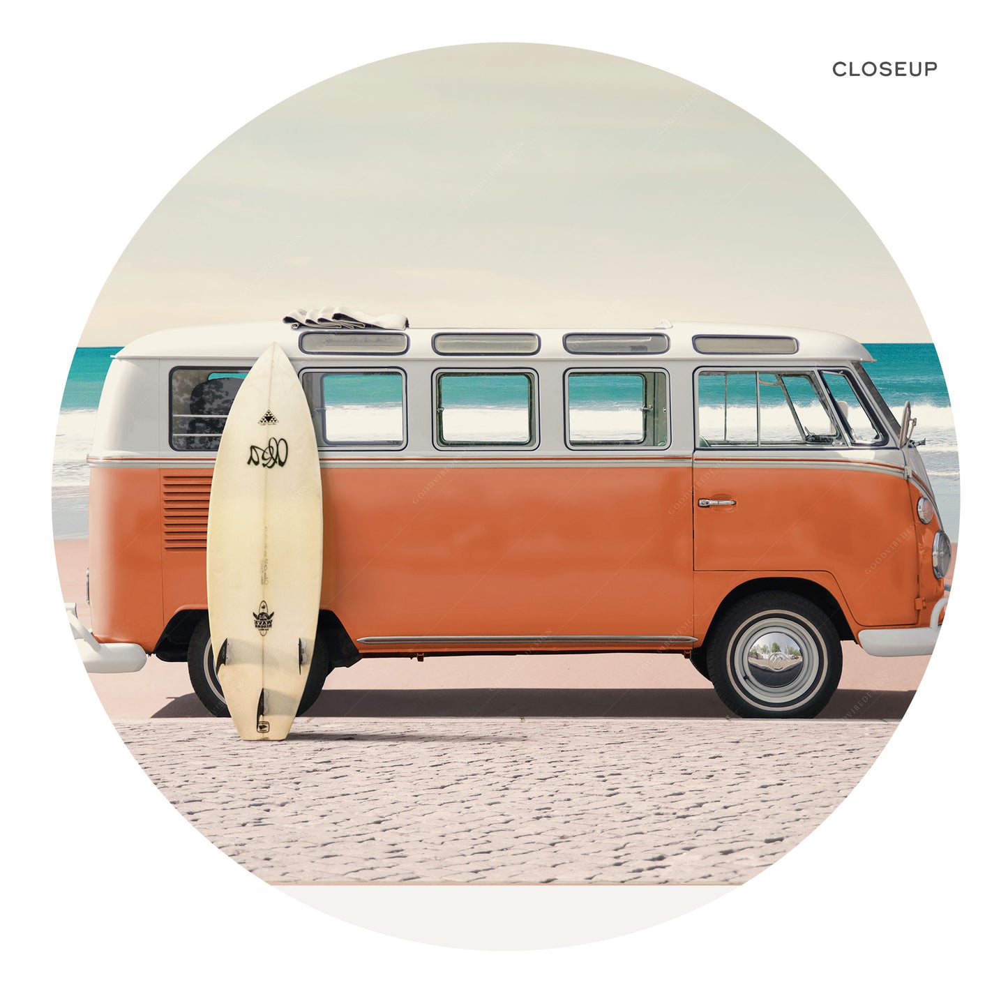Orange Van Print, Surfboard Photo, Retro Poster