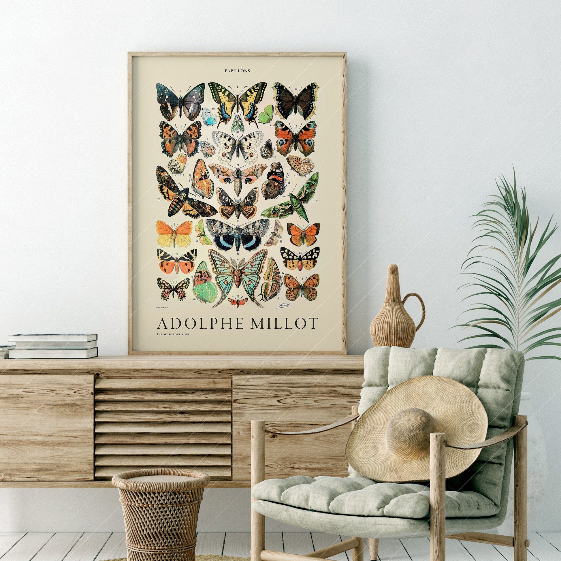 Home Poster Decor Vintage Butterfly Print, Adolphe Millot Poster, Papillon Wall Art, Butterfly Decor, Vintage Nursery, 8x10 11x14 A2 50x70 60x90 18x24 24x36