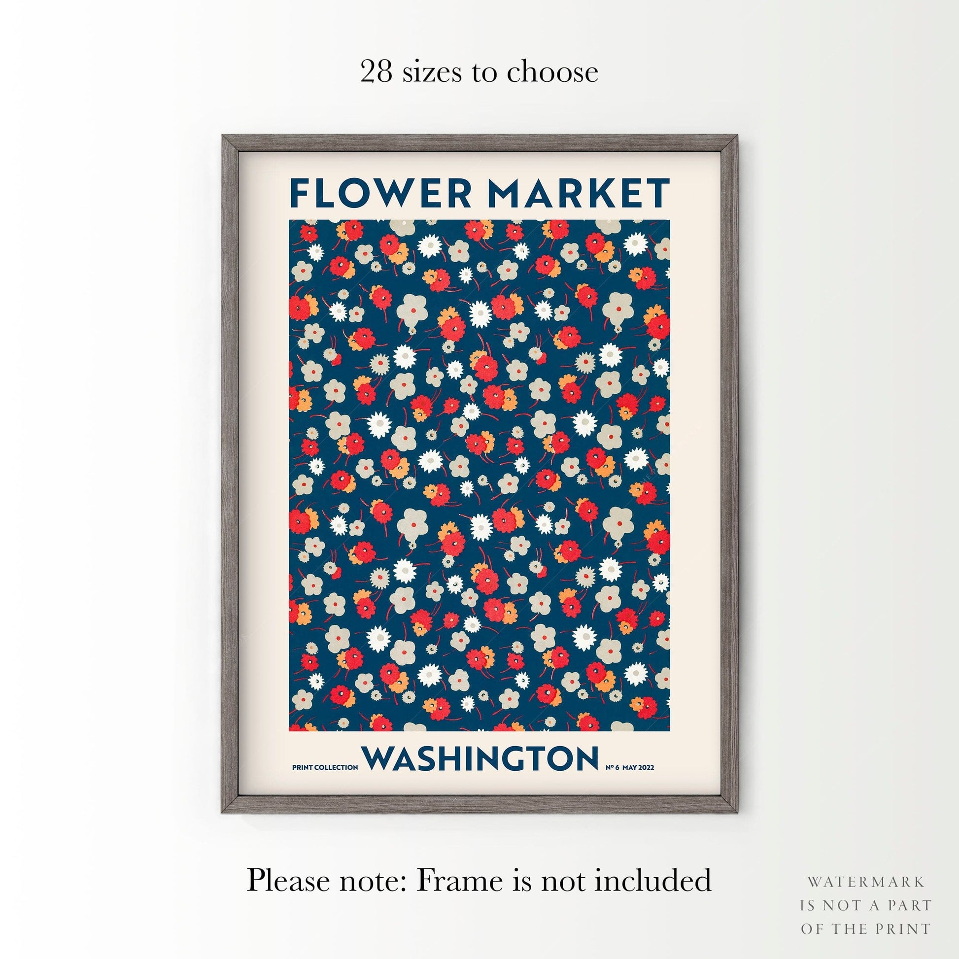 Home Poster Decor Washington Print, Flower Market, Floral Art, Kitchen Wall Art, Beach house, Farmhouse Decor, Modern Print, Travel Gift, Girls Bedroom