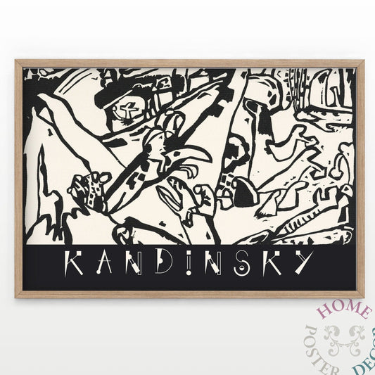 Home Poster Decor Wassily Kandinsky Print, Black White Poster, Exhibition Poster, Abstract Wall Art, Wedding Gift, Gift for him, Modern Home Office Decor