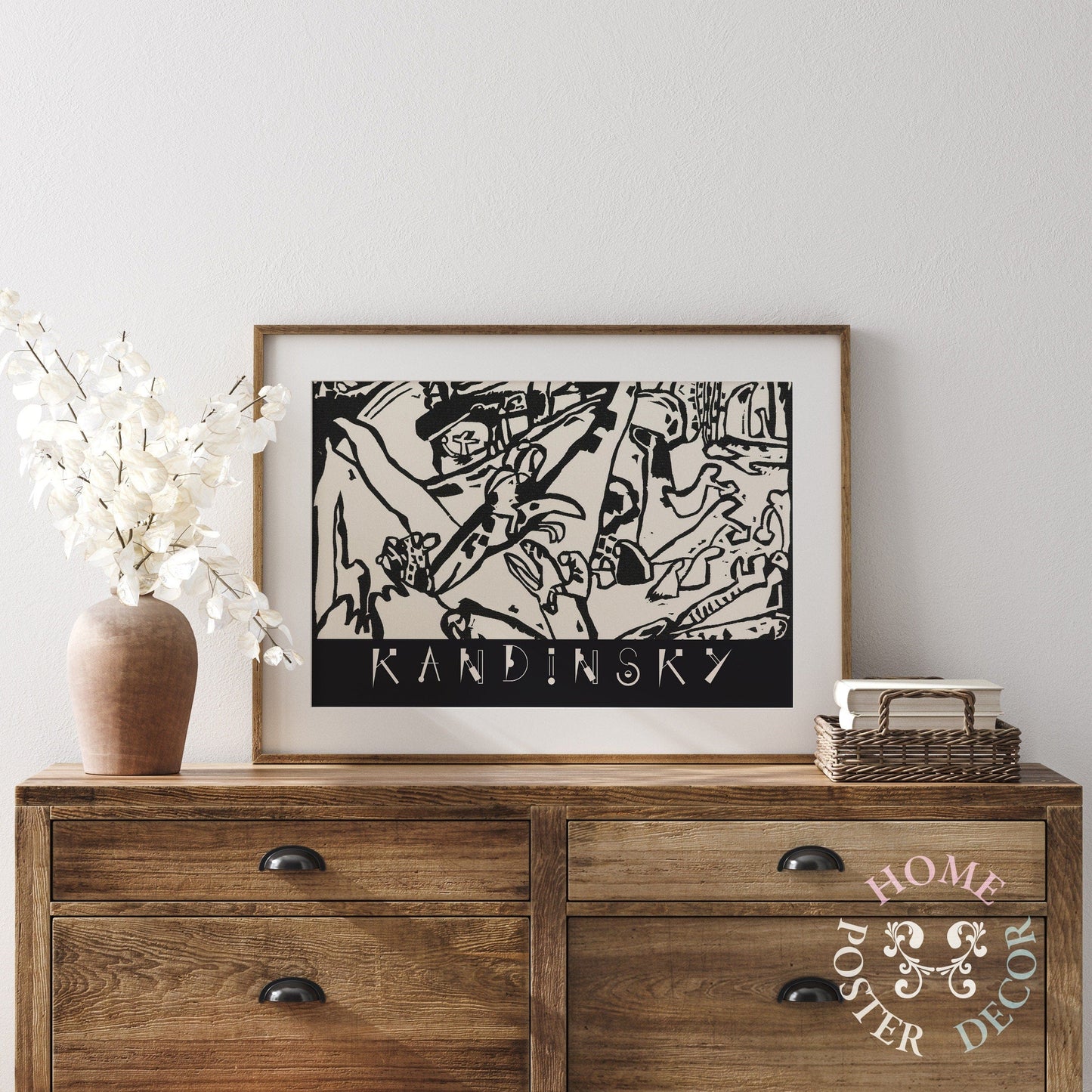 Home Poster Decor Wassily Kandinsky Print, Black White Poster, Exhibition Poster, Abstract Wall Art, Wedding Gift, Gift for him, Modern Home Office Decor