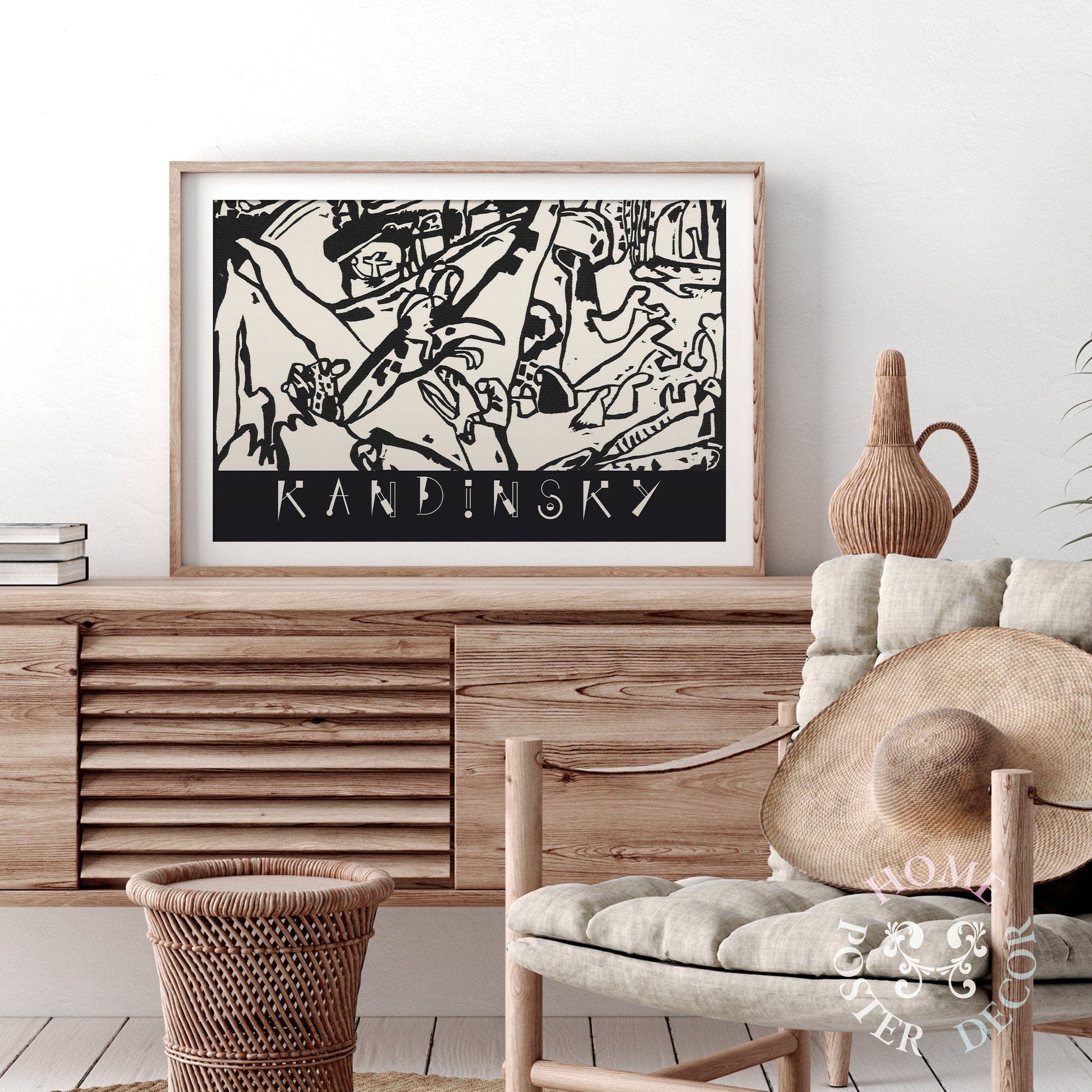 Home Poster Decor Wassily Kandinsky Print, Black White Poster, Exhibition Poster, Abstract Wall Art, Wedding Gift, Gift for him, Modern Home Office Decor