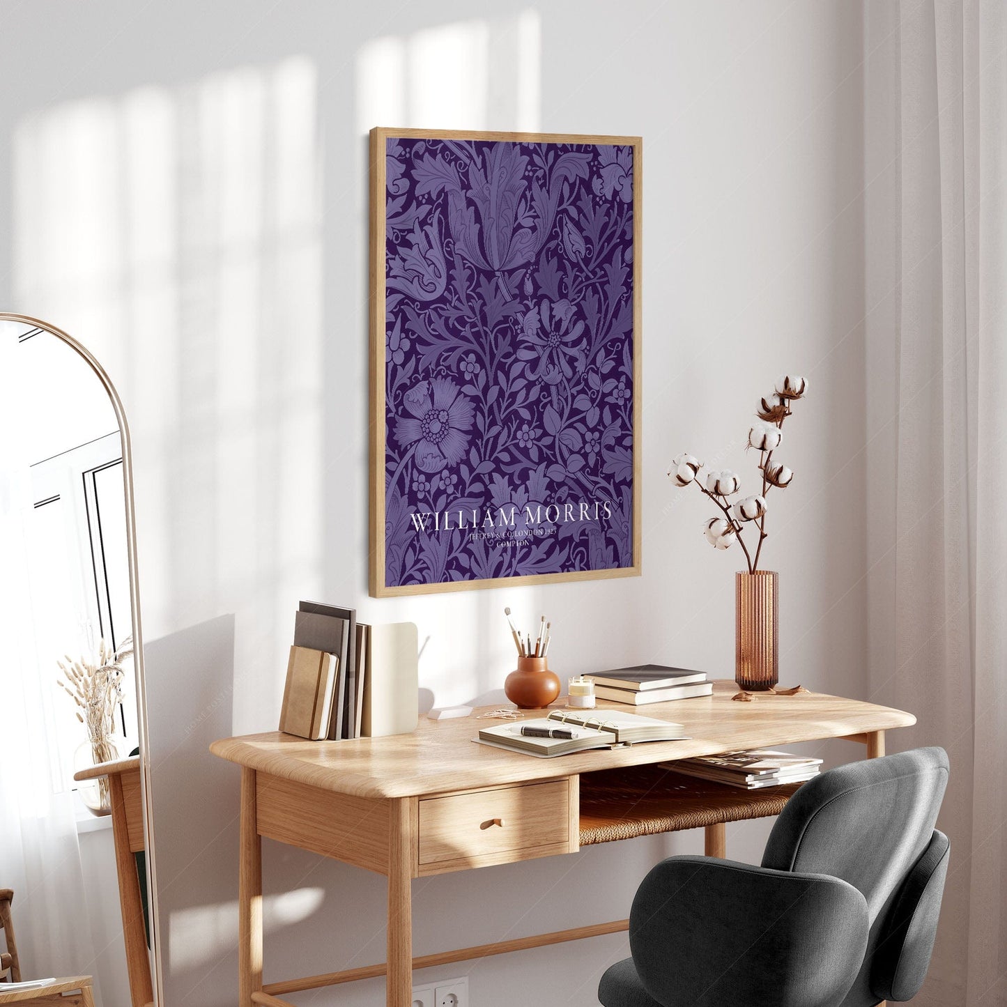 Home Poster Decor Single William Morris Art, Purple Wall Art, Botanical Print, Mother Gift Idea