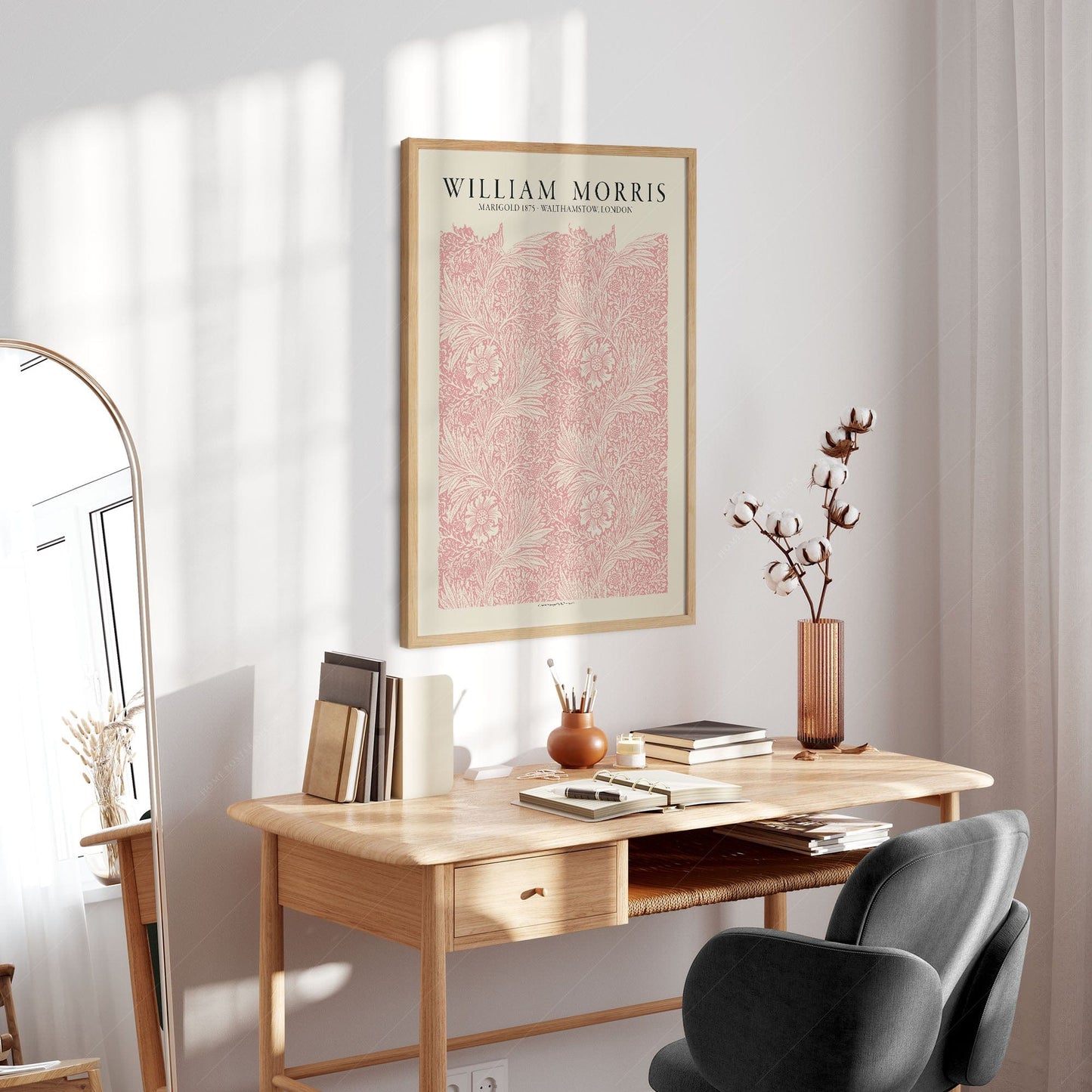 Home Poster Decor Single William Morris,, Marigold Print, Pink Wall Art, Bedroom Decor