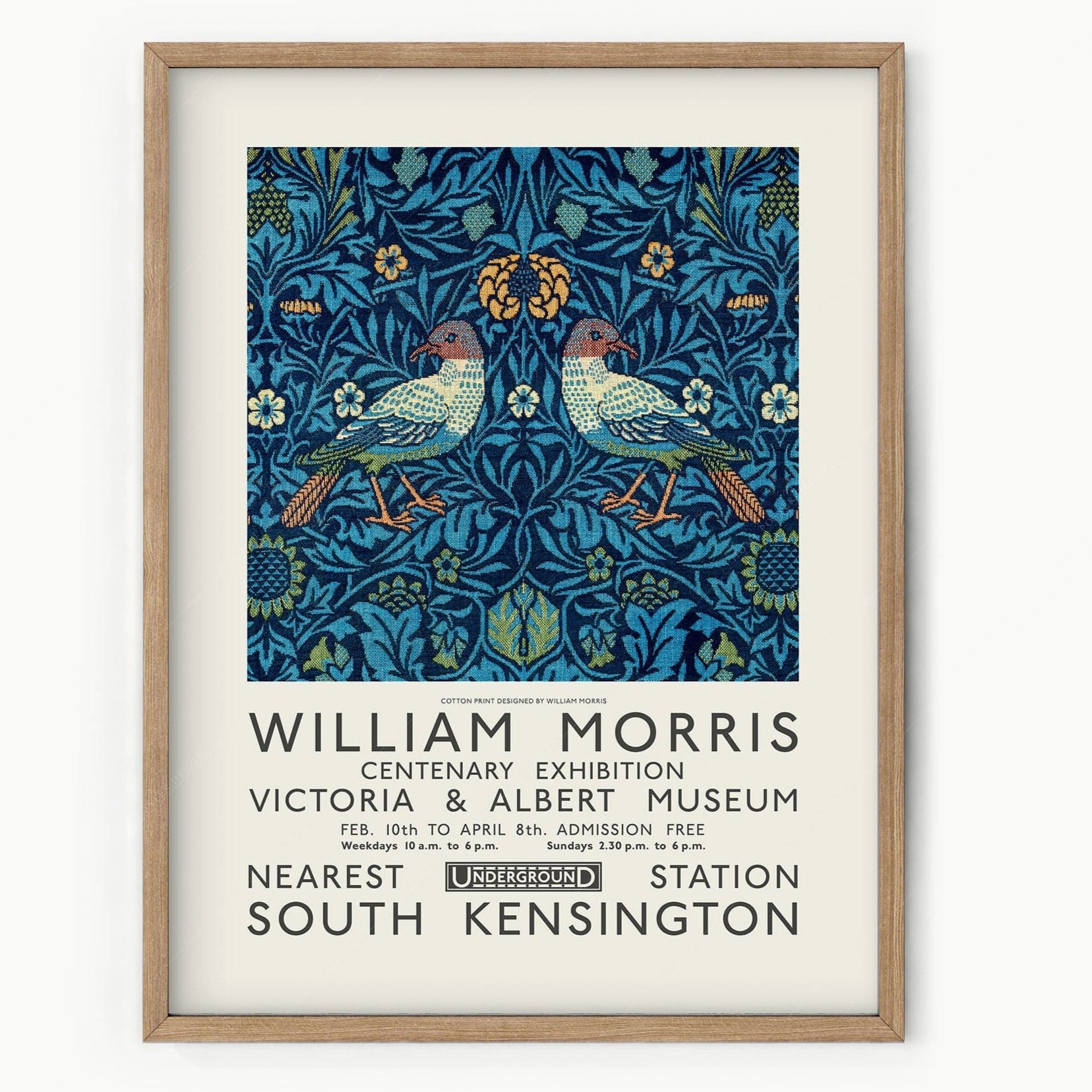 Home Poster Decor Single William Morris Poster, Antique Bird, Art Nouveau, Gift Idea, Dark Blue 32