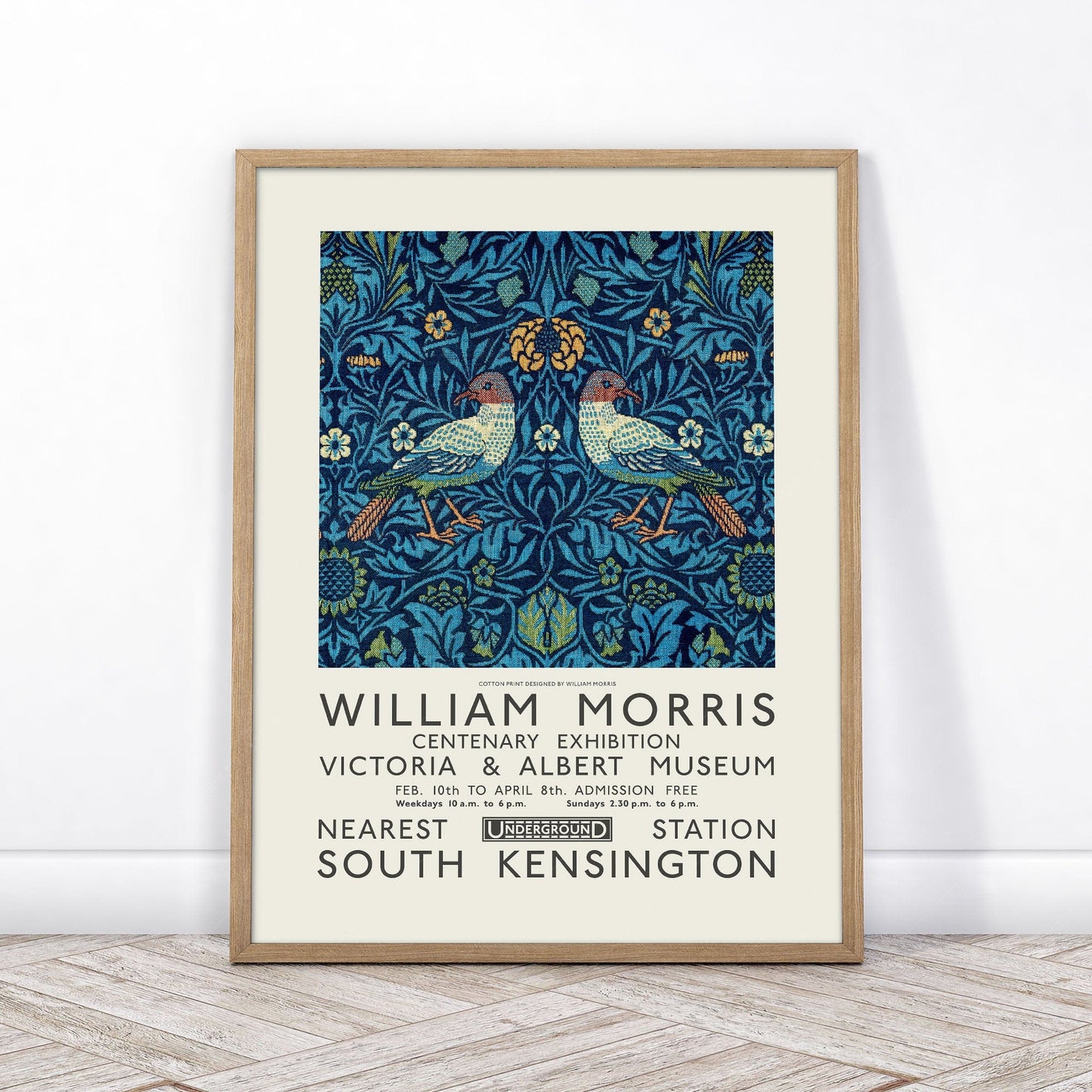 Home Poster Decor Single William Morris Poster, Antique Bird, Art Nouveau, Gift Idea, Dark Blue 32