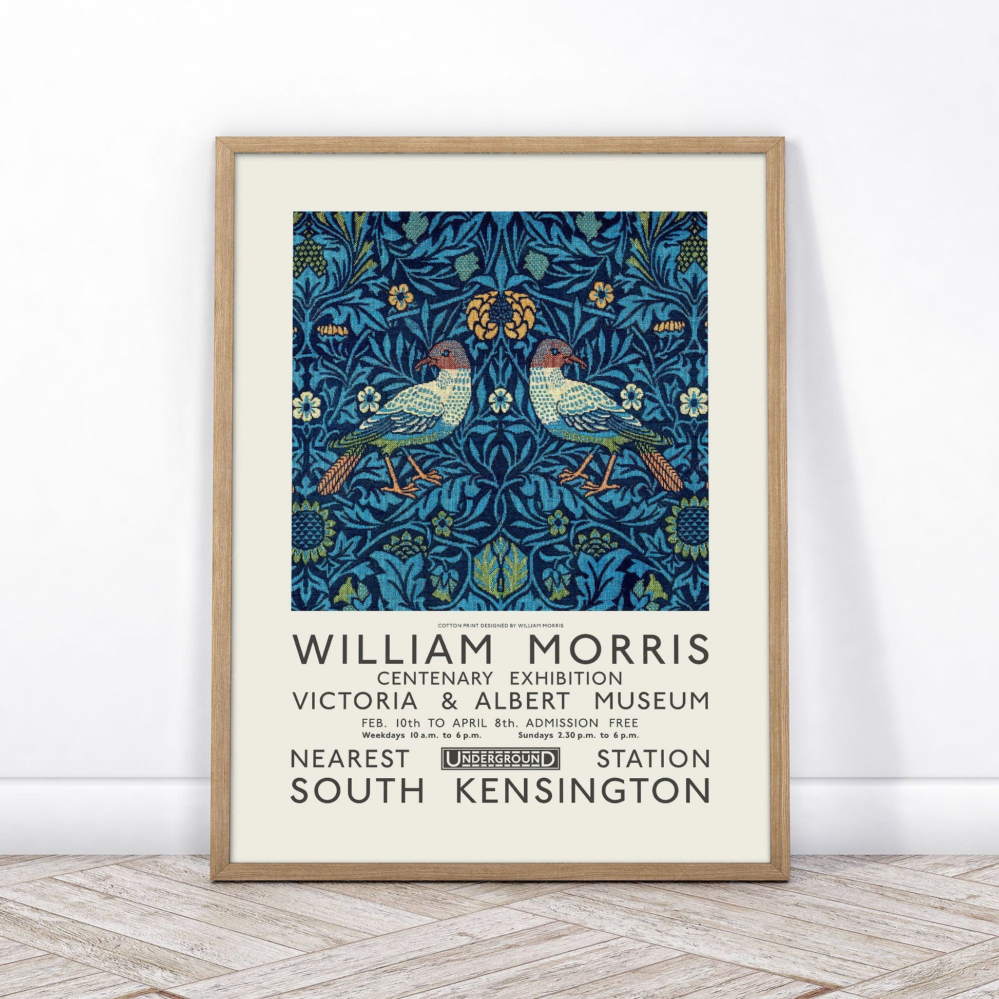 Home Poster Decor Single William Morris Poster, Antique Bird, Art Nouveau, Gift Idea, Dark Blue 32