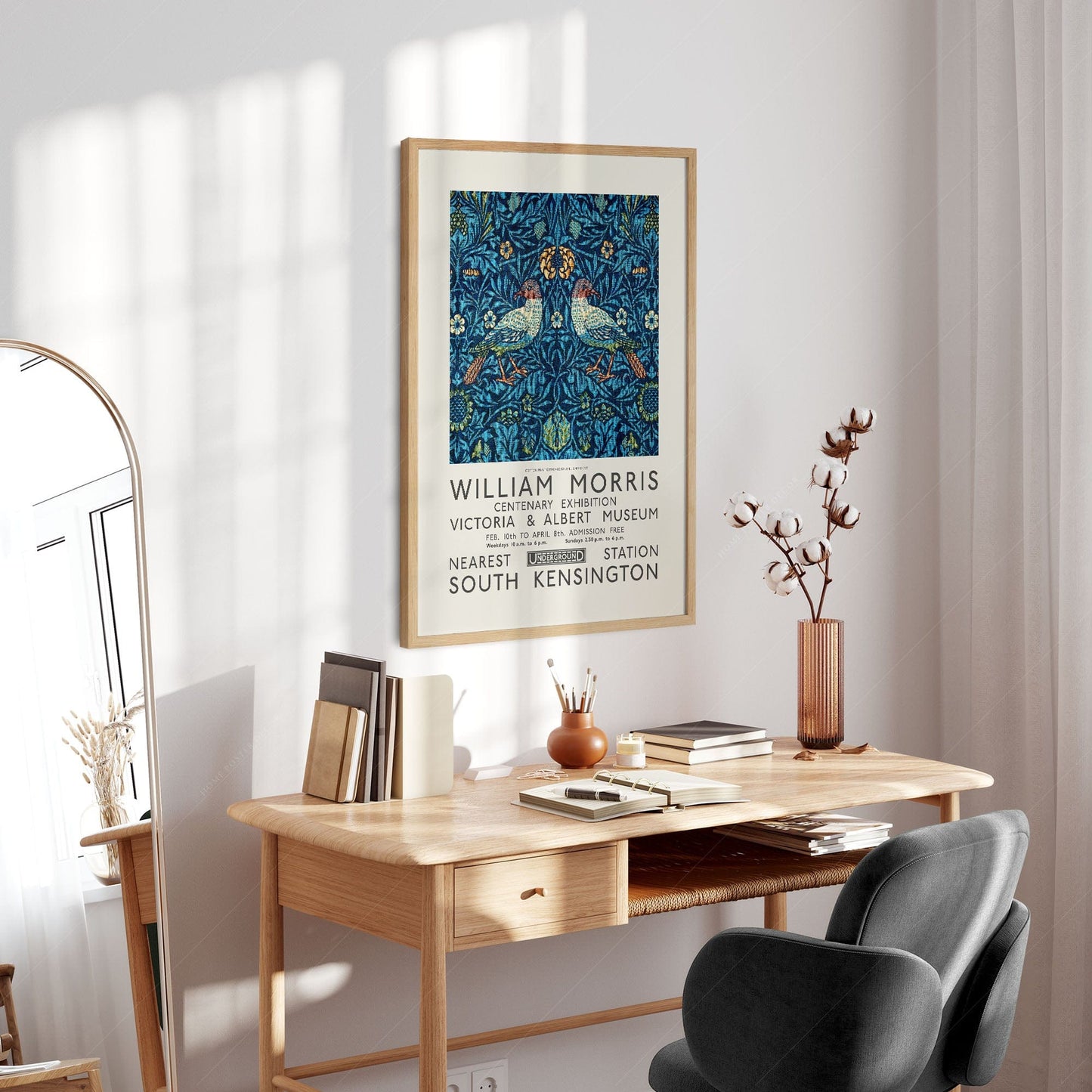 Home Poster Decor Single William Morris Poster, Antique Bird, Art Nouveau, Gift Idea, Dark Blue 32