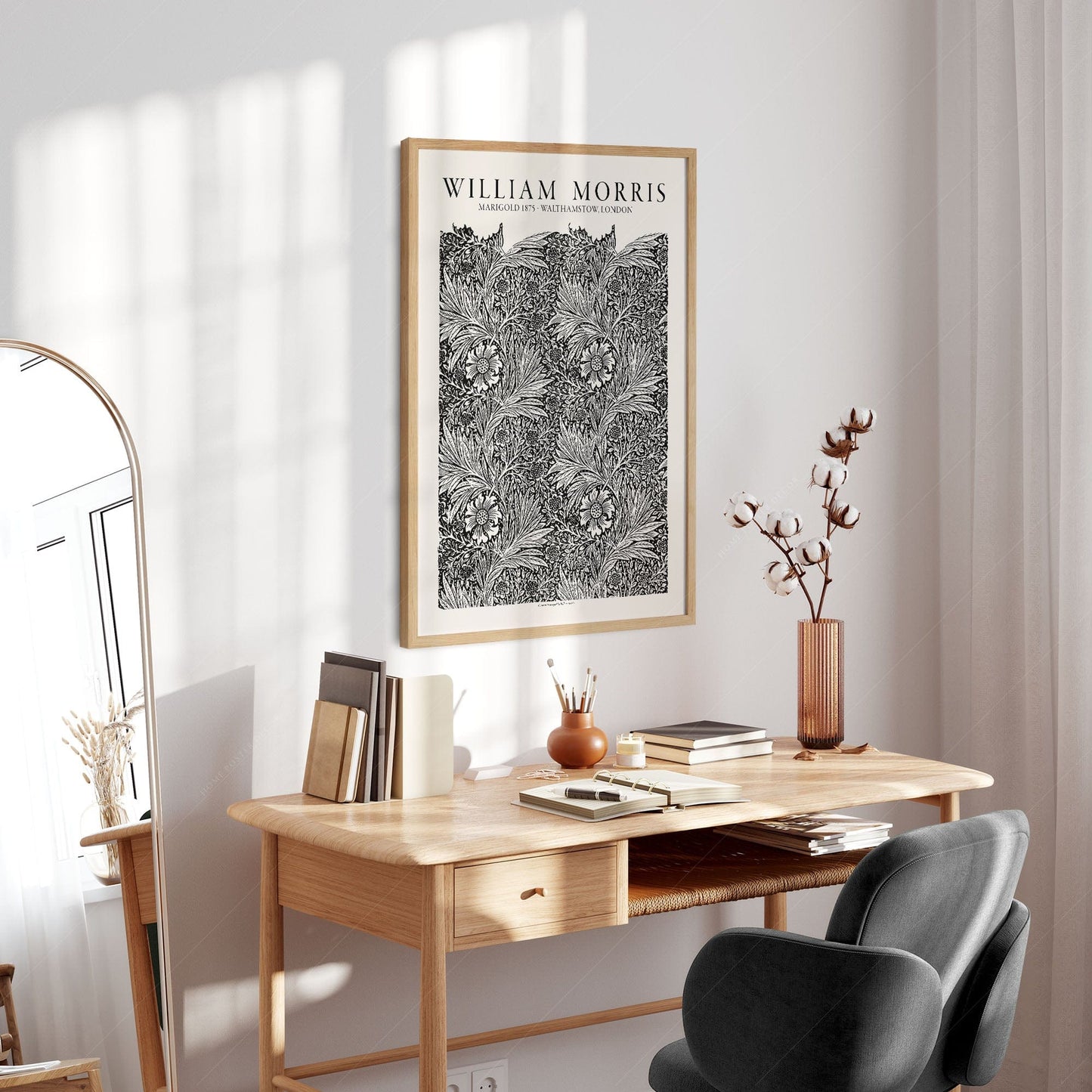 Home Poster Decor Single William Morris Print, Black Marigold Art, Morris Leaves Pattern, Exhibition Poster, Bedroom Wall Art, Gift Idea