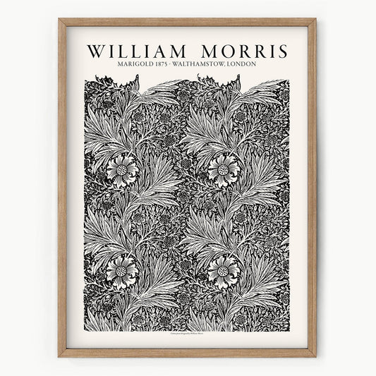 Home Poster Decor Single William Morris Print, Black Marigold Art, Morris Leaves Pattern, Exhibition Poster, Bedroom Wall Art, Gift Idea