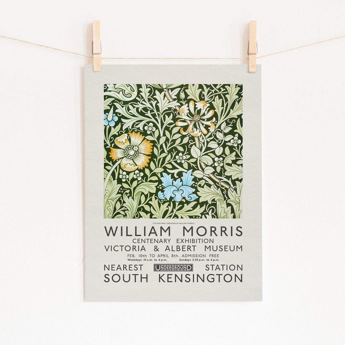 Home Poster Decor Single William Morris Print, Compton Floral Wall Art, Leaves Pattern Print, Exhibition Poster 45a