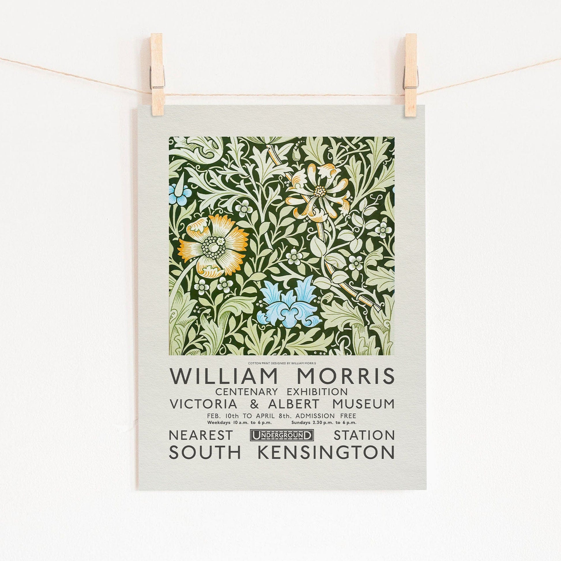 Home Poster Decor Single William Morris Print, Compton Floral Wall Art, Leaves Pattern Print, Exhibition Poster 45a