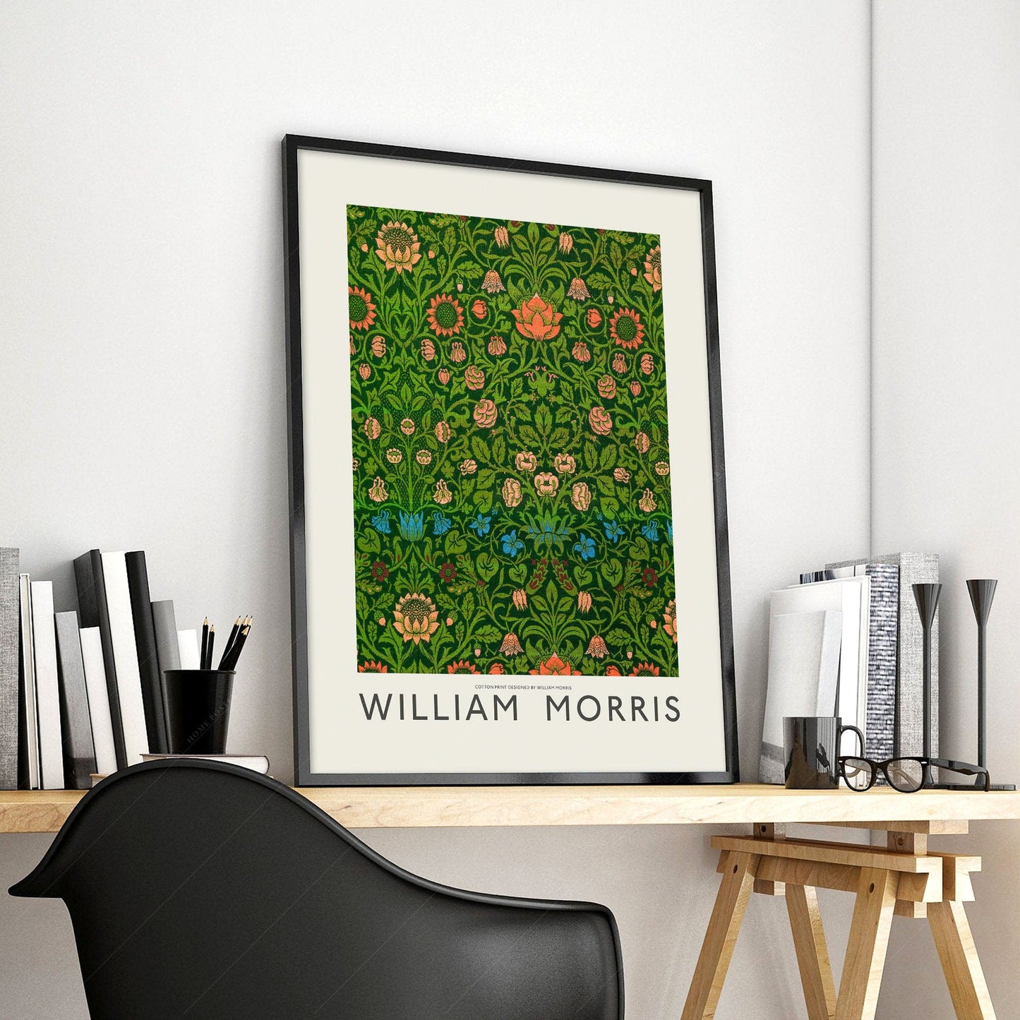 Home Poster Decor Single William Morris print, Flower Wall Art, Sunflower Print, Women Office Wall Decor, Emerald Green Abstract 25