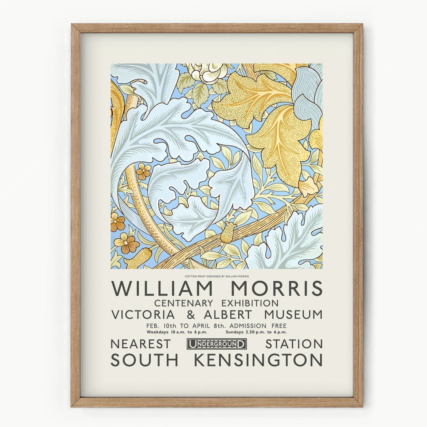 Home Poster Decor Single William Morris Print, Leaf Pattern Print, Anniversary Gift, Mid Century Poster, Exhibition Poster 42a