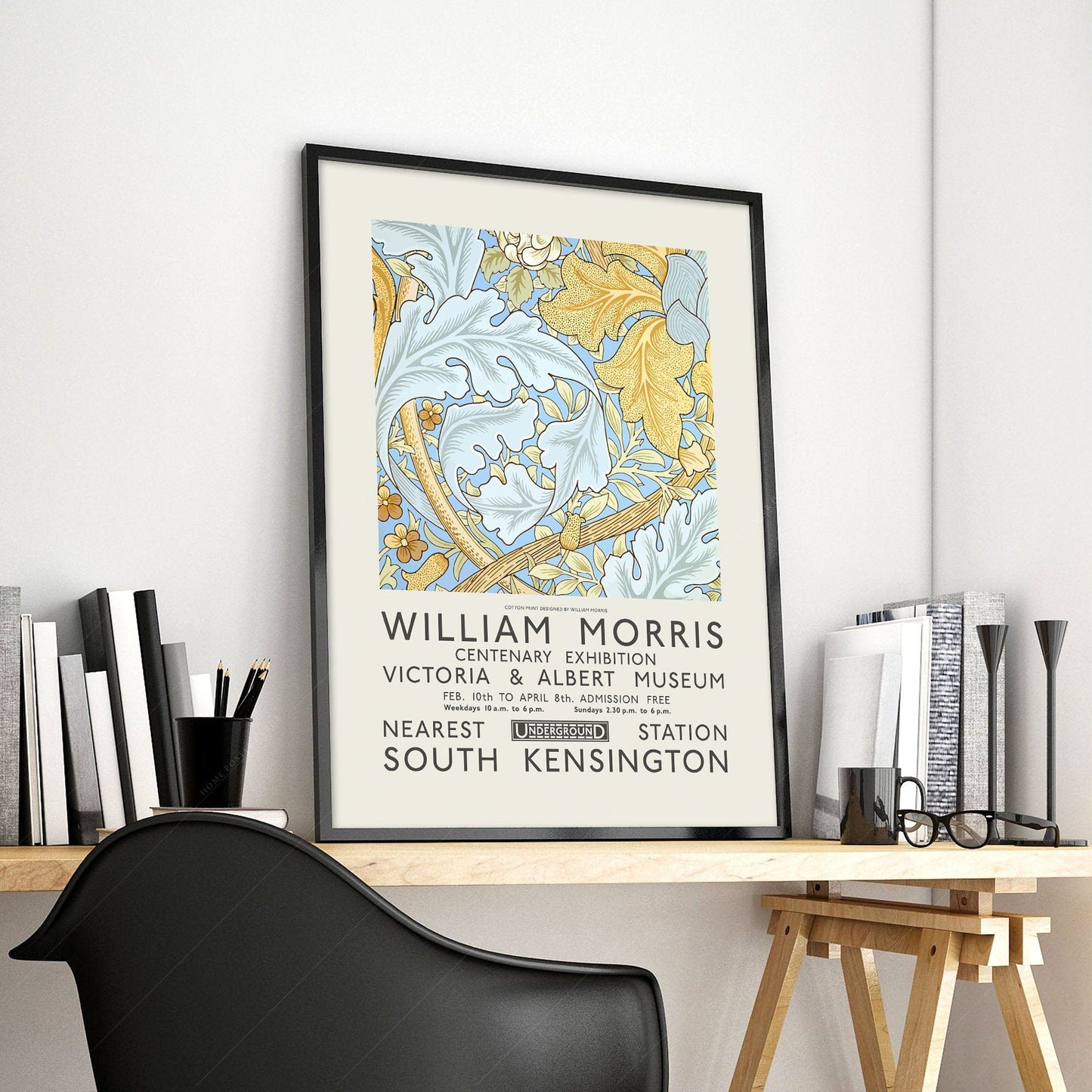 Home Poster Decor Single William Morris Print, Leaf Pattern Print, Anniversary Gift, Mid Century Poster, Exhibition Poster 42a