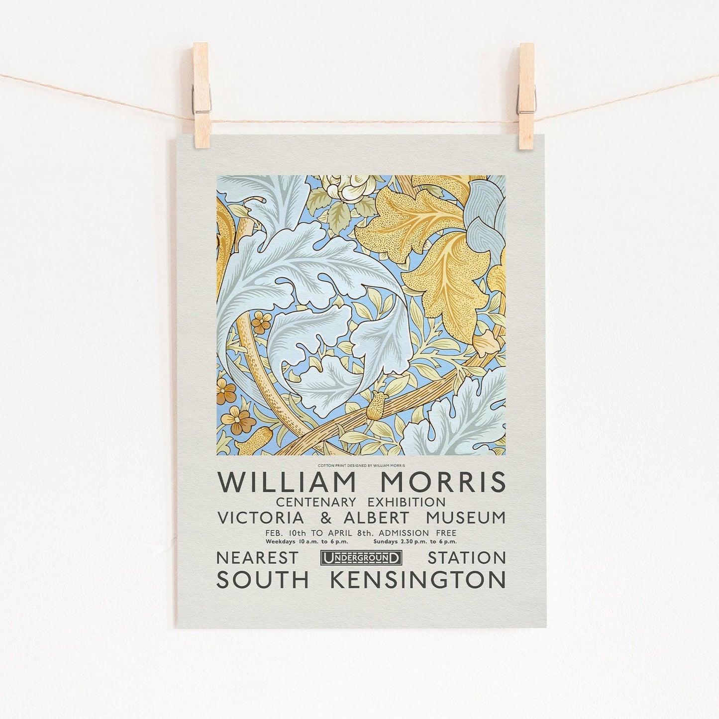 Home Poster Decor Single William Morris Print, Leaf Pattern Print, Anniversary Gift, Mid Century Poster, Exhibition Poster 42a