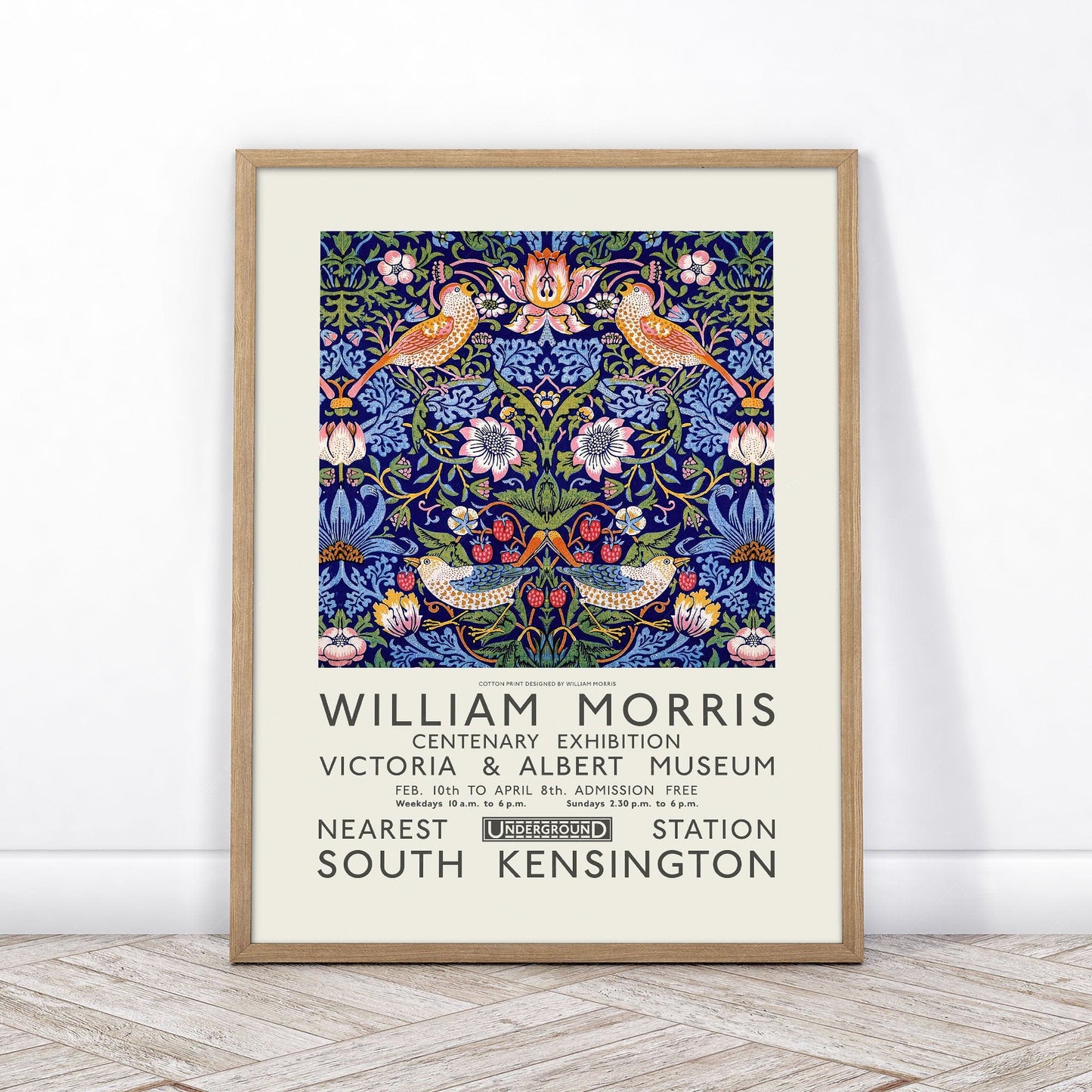 Home Poster Decor Single William Morris Print, Strawberry Thief, Bird Art, Fruits Pattern, Museum Exhibition