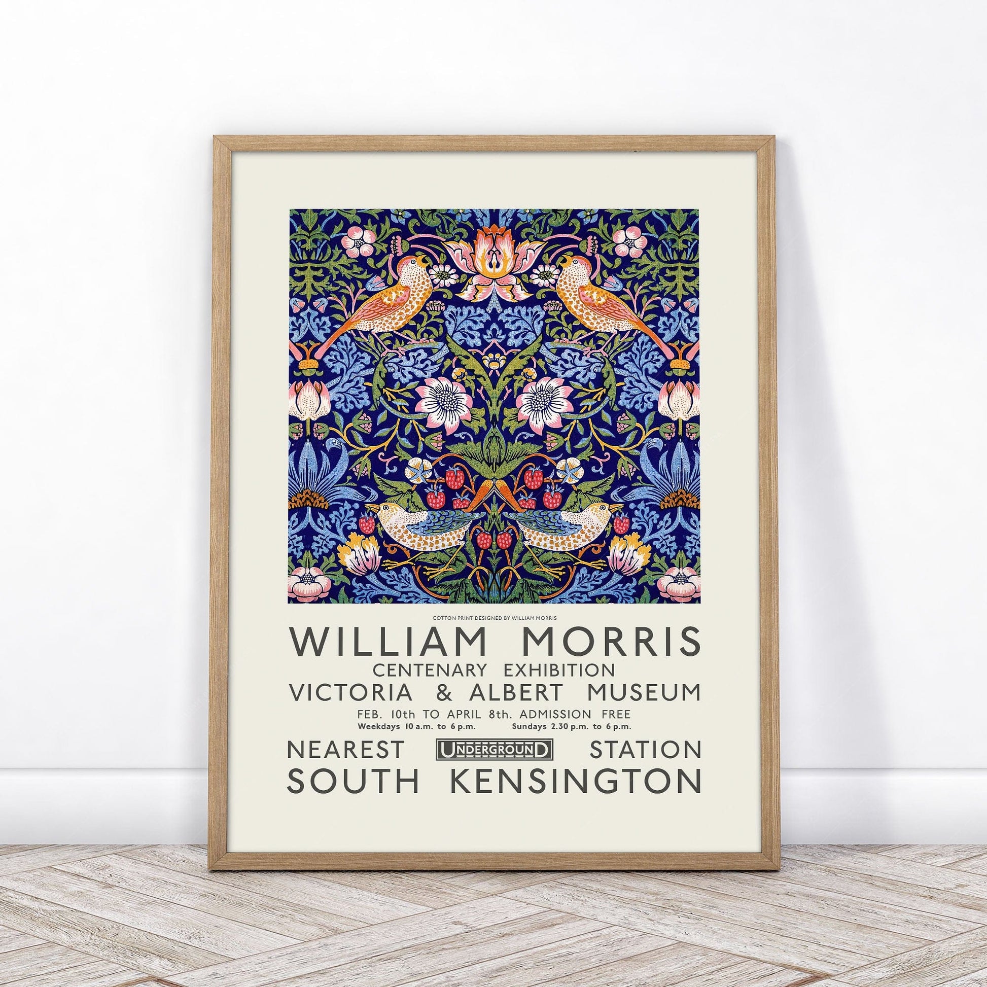 Home Poster Decor Single William Morris Print, Strawberry Thief, Bird Art, Fruits Pattern, Museum Exhibition