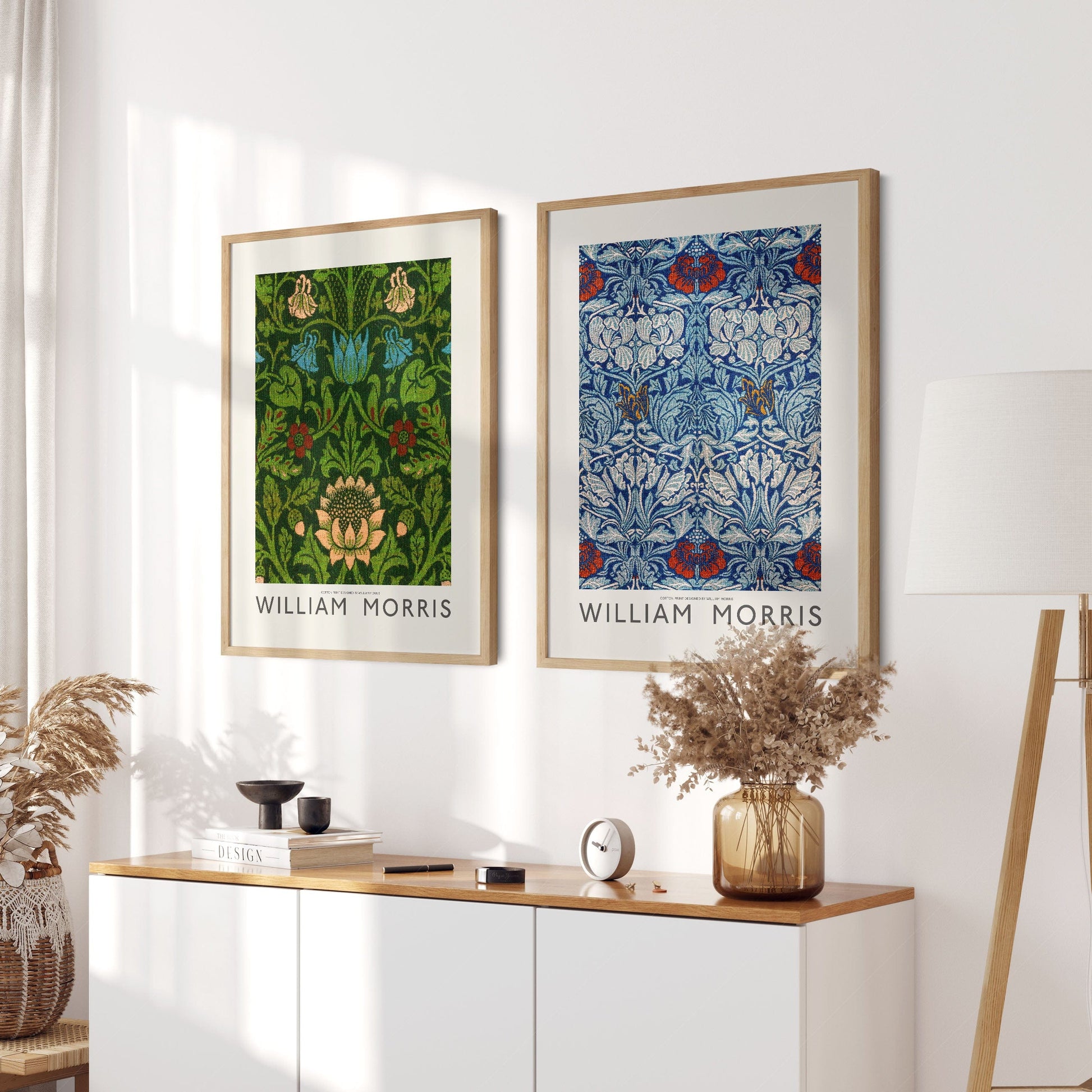 Home Poster Decor Set of 2 William Morris, Set of 2 Print, Marigold, Bedroom Wall Art, Green and Blue