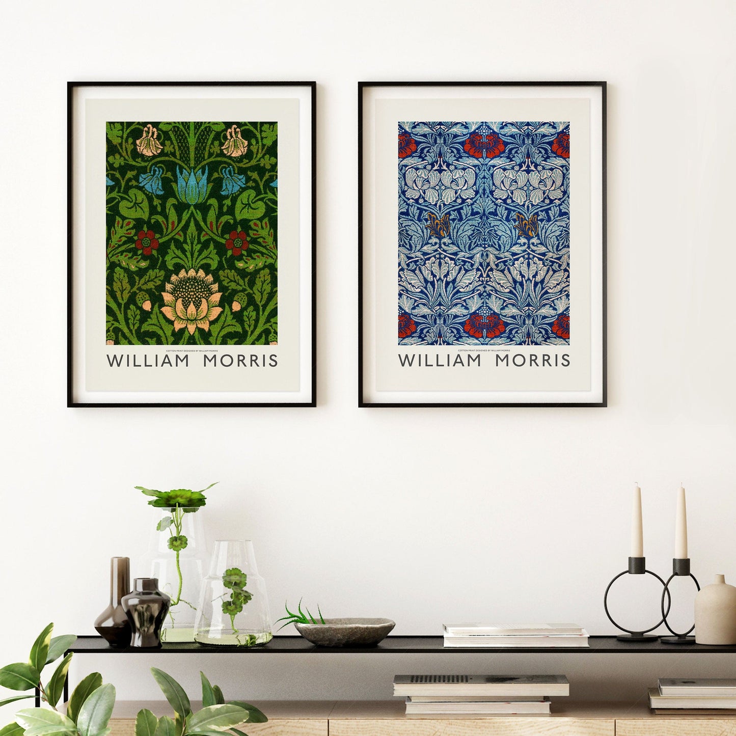 Home Poster Decor Set of 2 William Morris, Set of 2 Print, Marigold, Bedroom Wall Art, Green and Blue