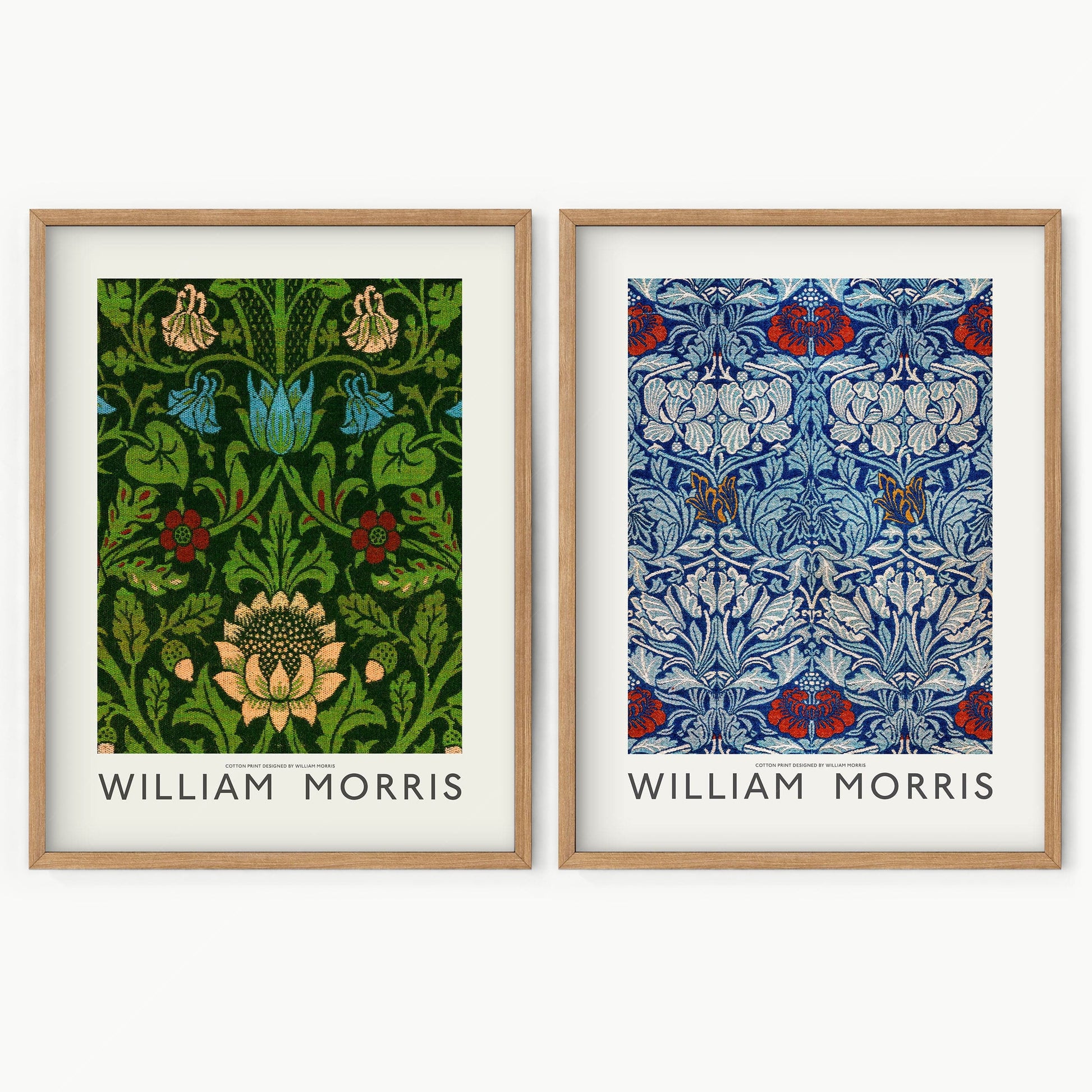 Home Poster Decor Set of 2 William Morris, Set of 2 Print, Marigold, Bedroom Wall Art, Green and Blue