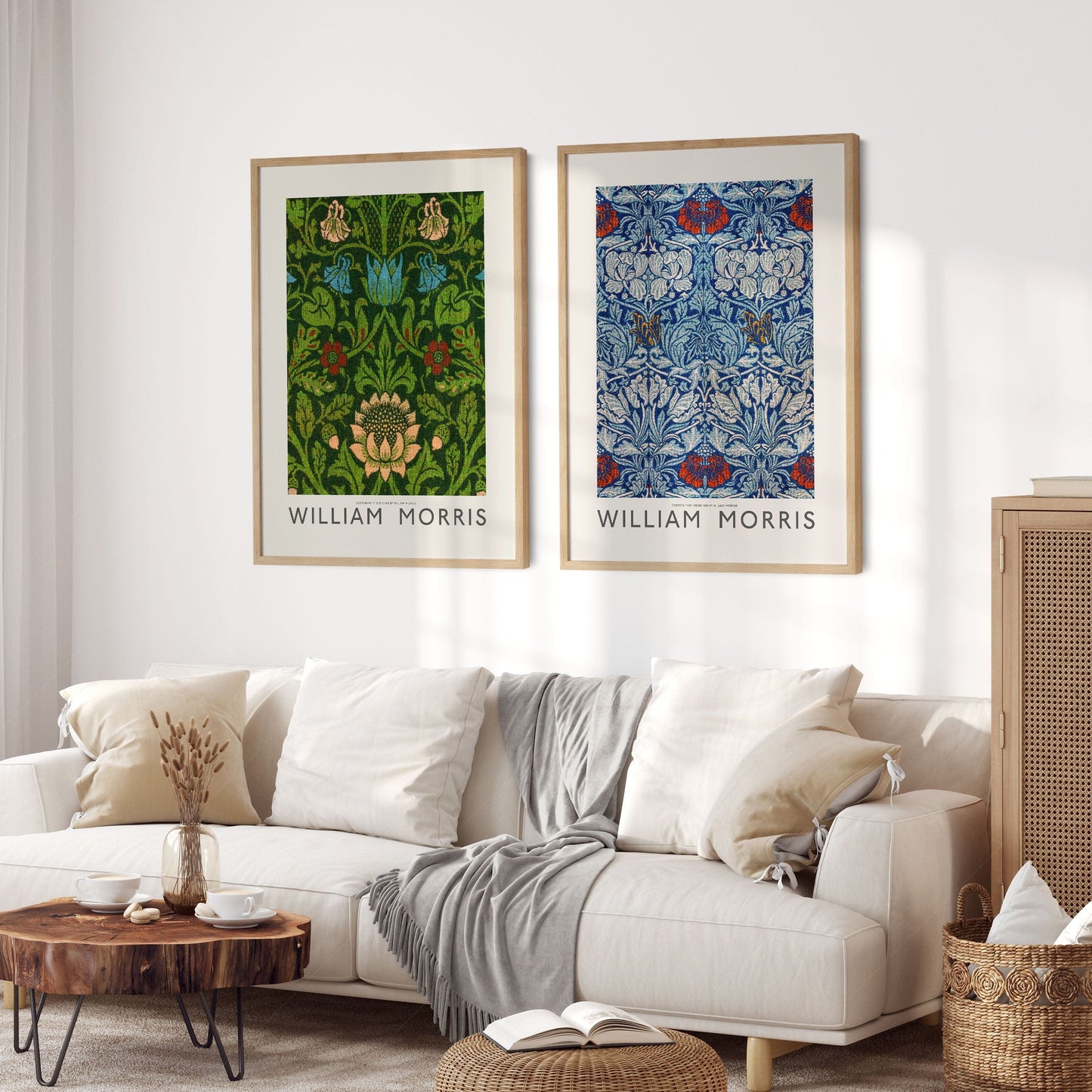 Home Poster Decor Set of 2 William Morris, Set of 2 Print, Marigold, Bedroom Wall Art, Green and Blue