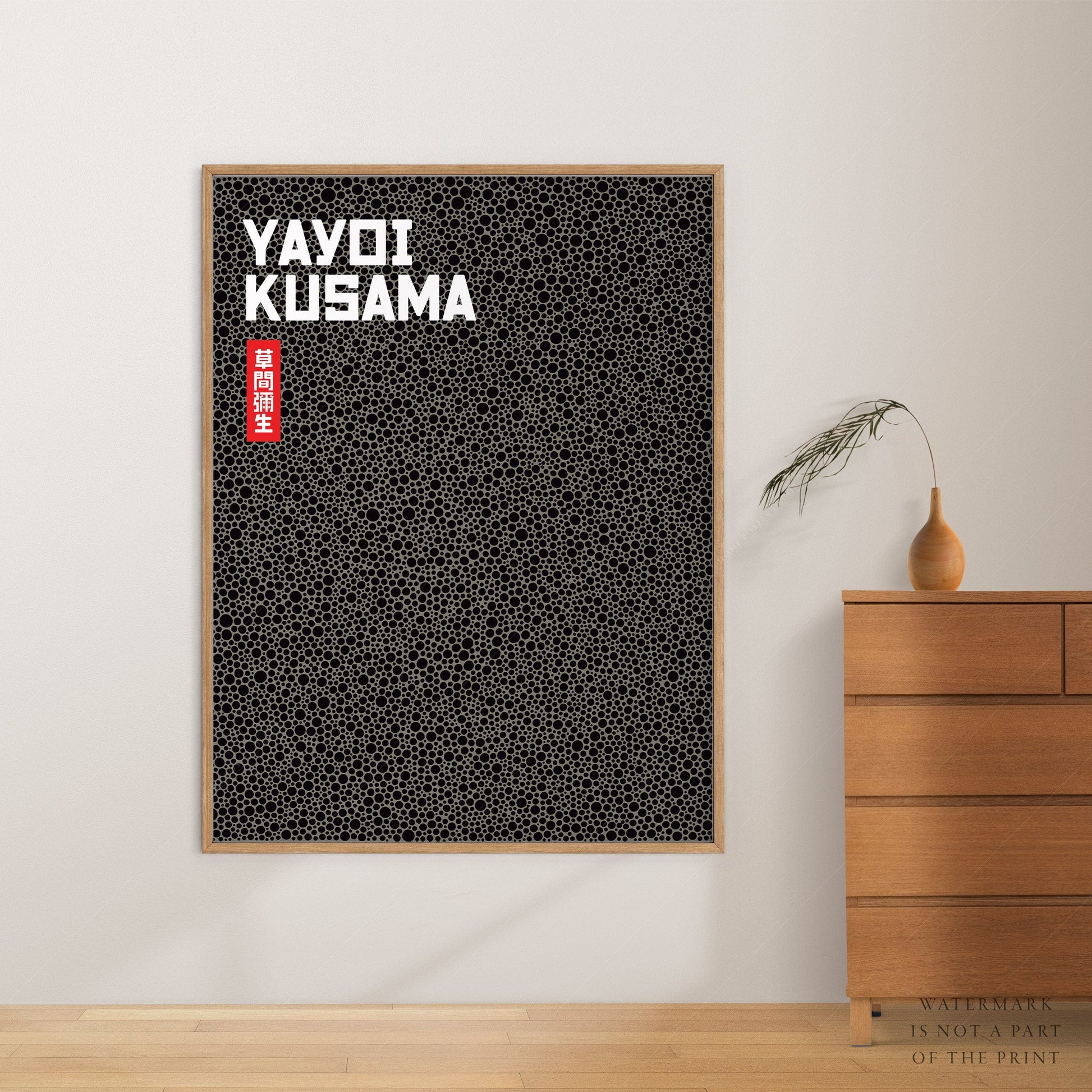 Home Poster Decor Yayoi Kusama Print, Contemporary Wall Decor, Black Dots