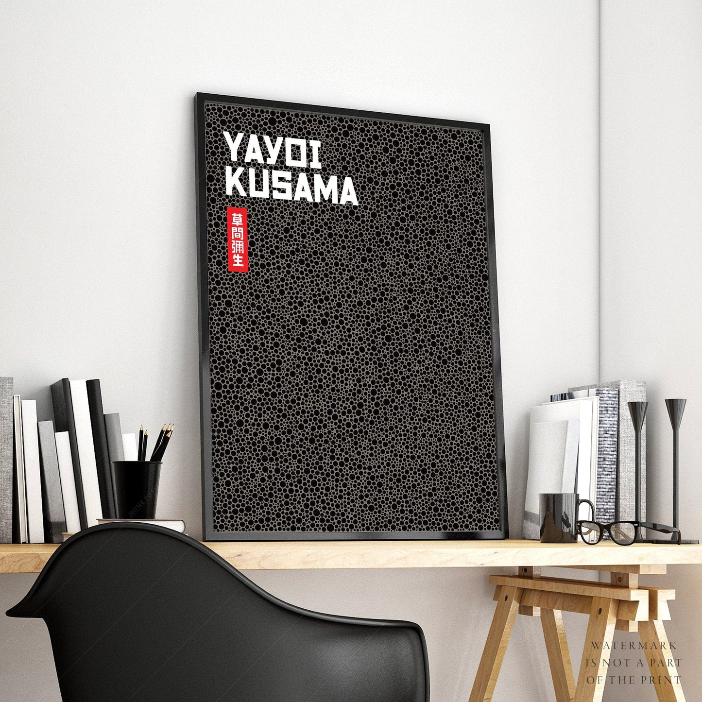 Home Poster Decor Yayoi Kusama Print, Contemporary Wall Decor, Black Dots