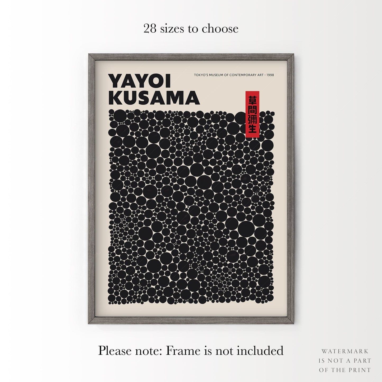 Home Poster Decor Yayoi Kusama Print, Contemporary Wall Decor, Black Dots, Exhibition Poster