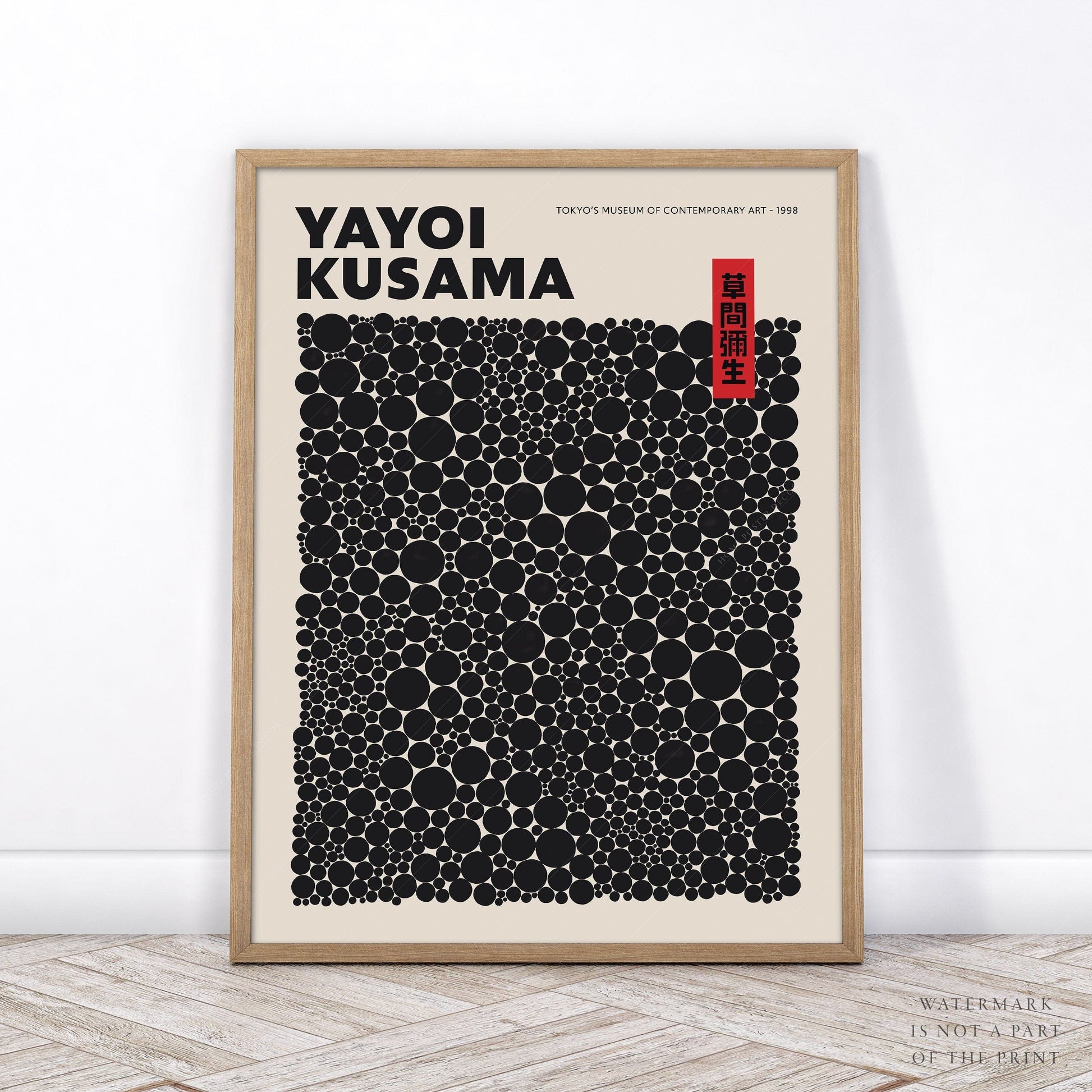 Home Poster Decor Yayoi Kusama Print, Contemporary Wall Decor, Black Dots, Exhibition Poster