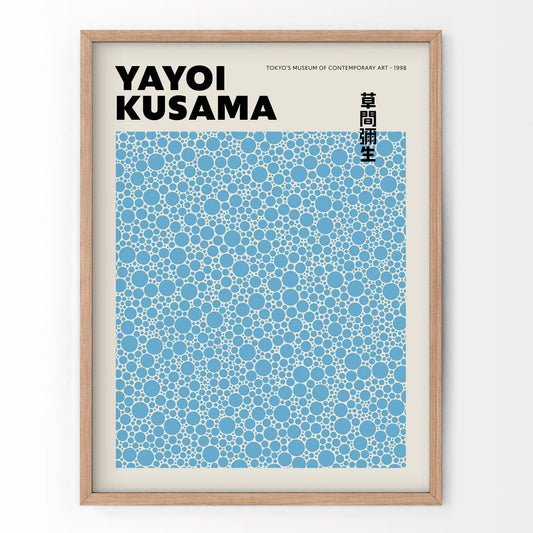 Home Poster Decor Yayoi Kusama Print, Contemporary Wall Decor, Blue Dots