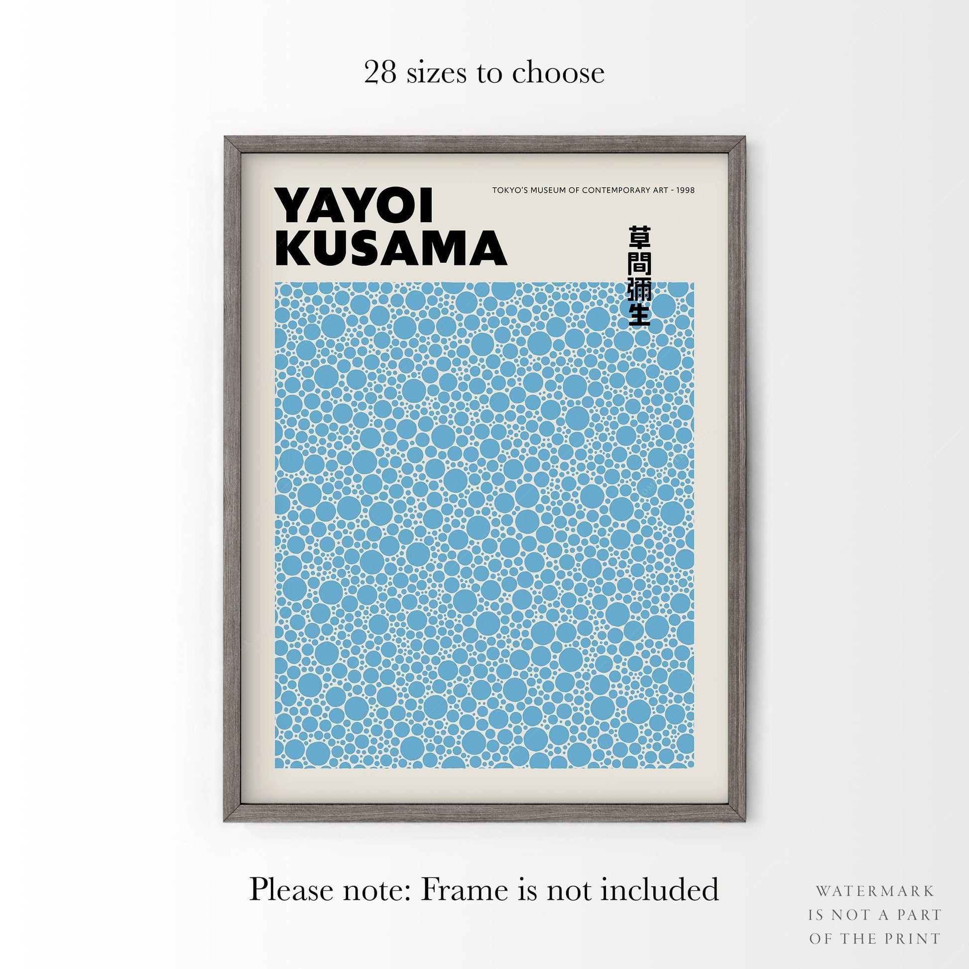 Home Poster Decor Yayoi Kusama Print, Contemporary Wall Decor, Blue Dots