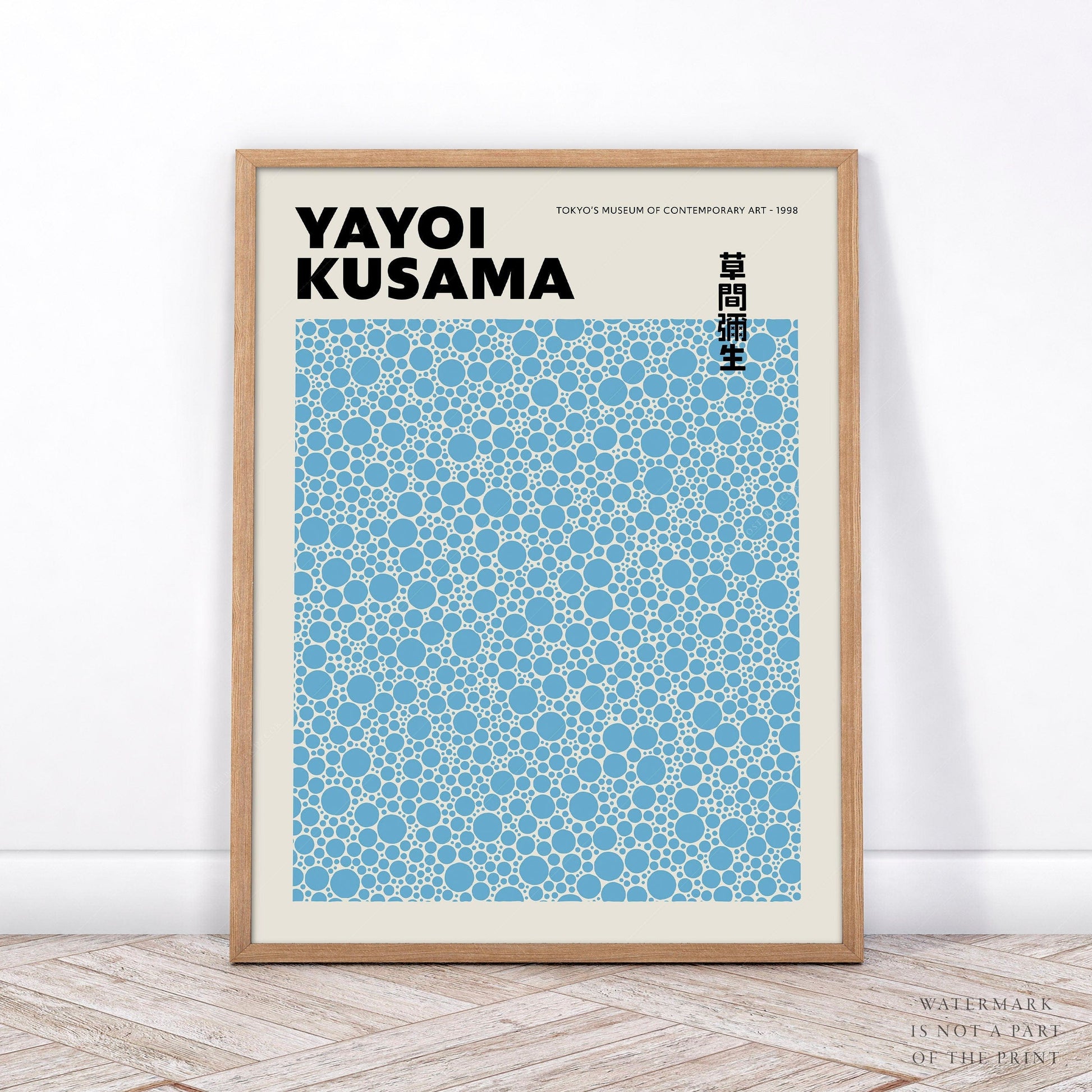 Home Poster Decor Yayoi Kusama Print, Contemporary Wall Decor, Blue Dots