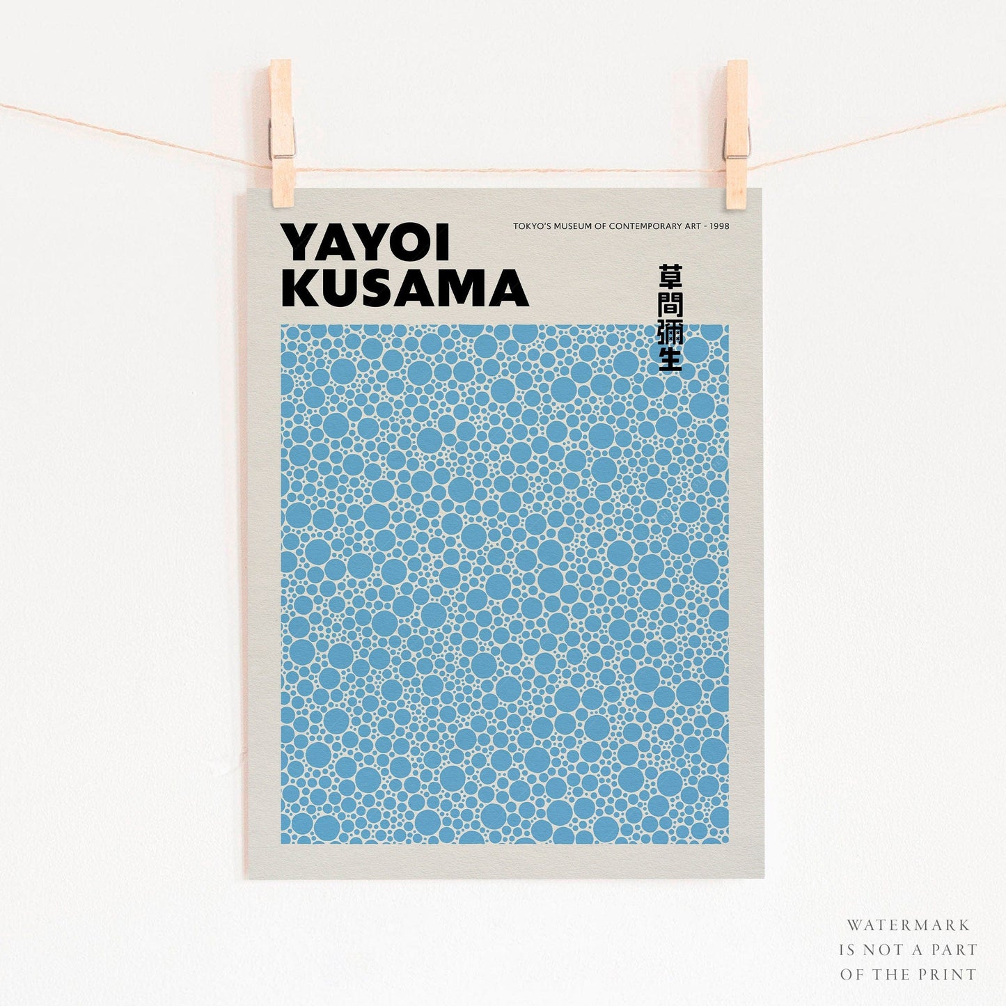 Home Poster Decor Yayoi Kusama Print, Contemporary Wall Decor, Blue Dots