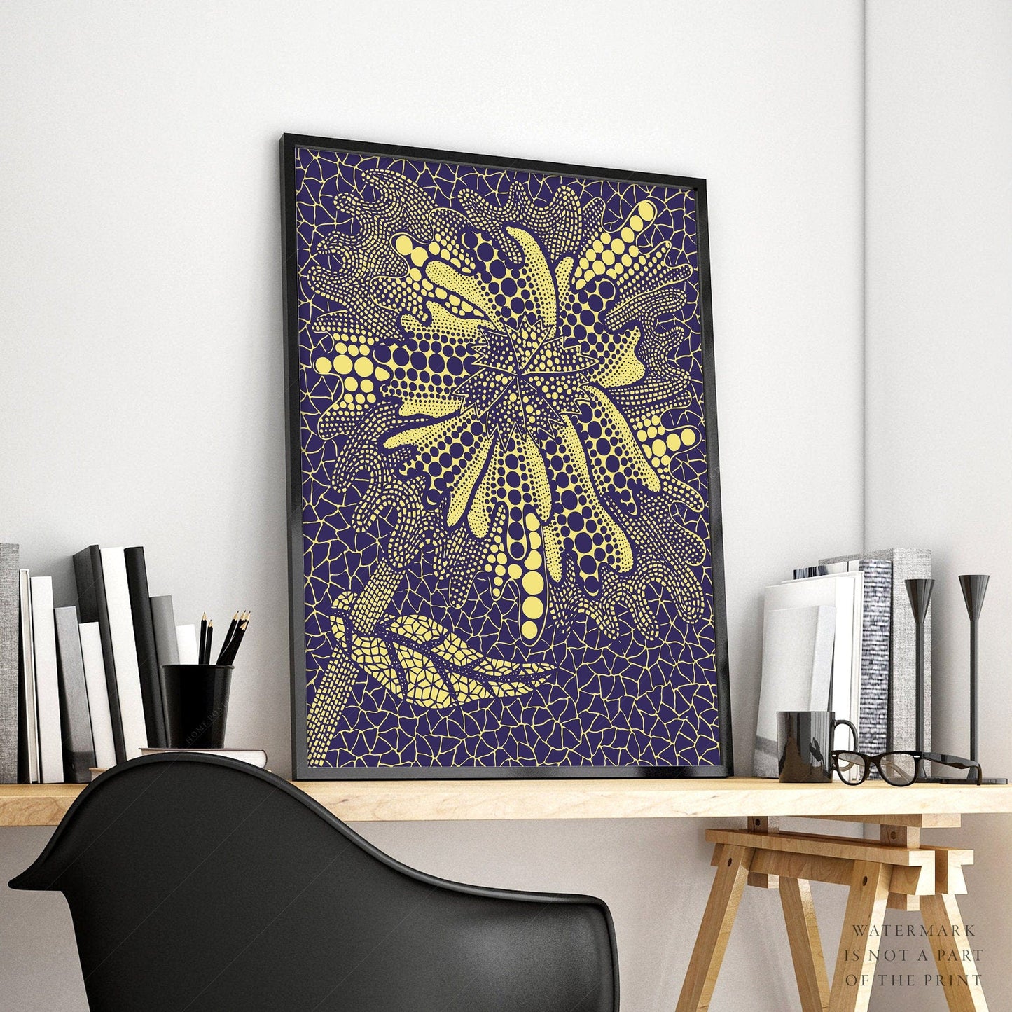 Home Poster Decor Yayoi Kusama Print, Contemporary Wall Decor, Flower Art