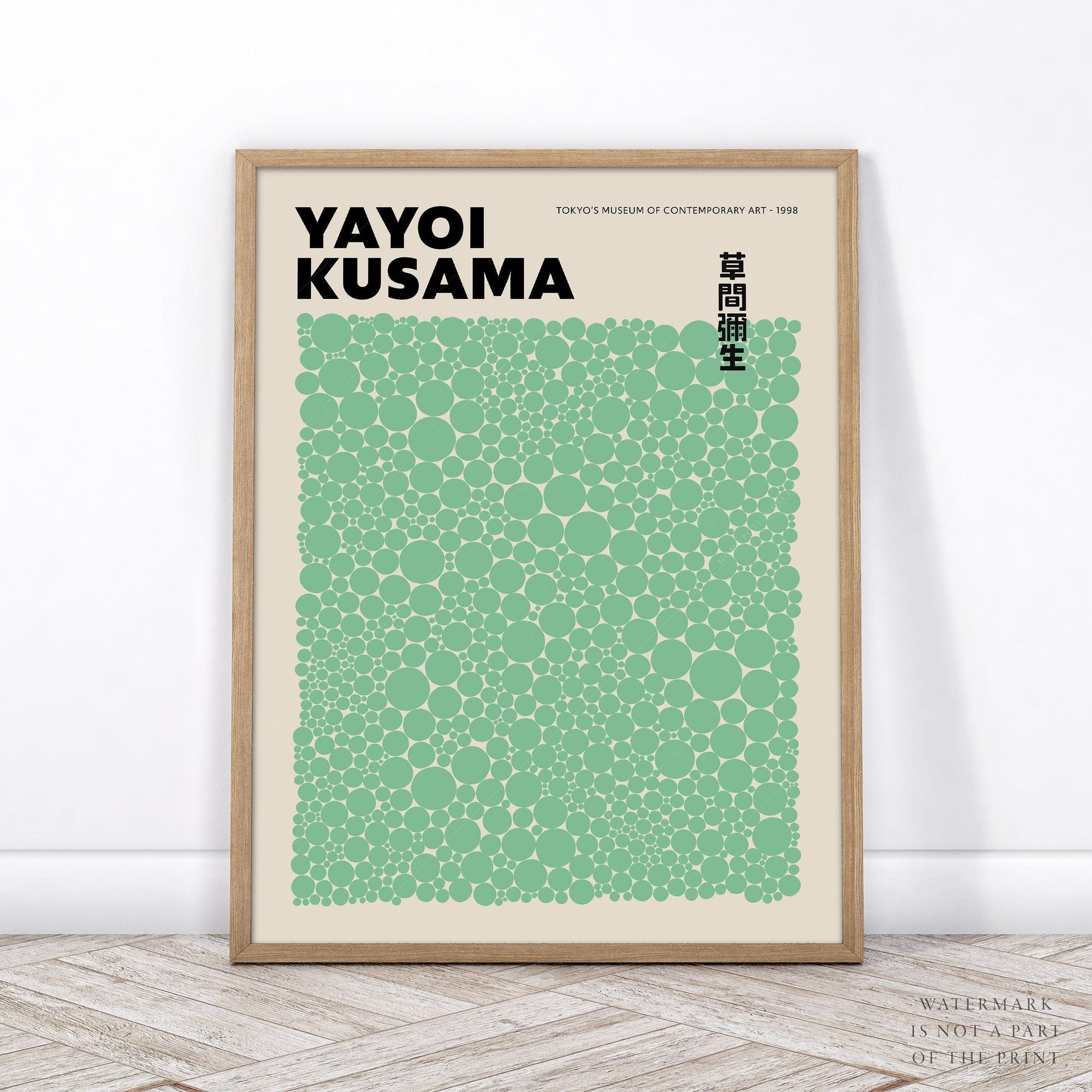 Home Poster Decor Yayoi Kusama Print, Contemporary Wall Decor, Green Dots