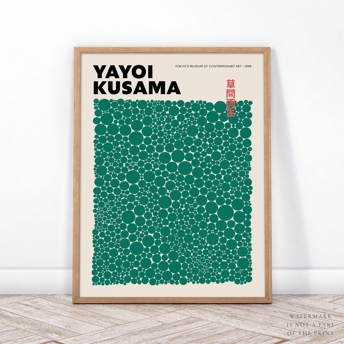 Home Poster Decor Yayoi Kusama Print, Contemporary Wall Decor, Green Dots