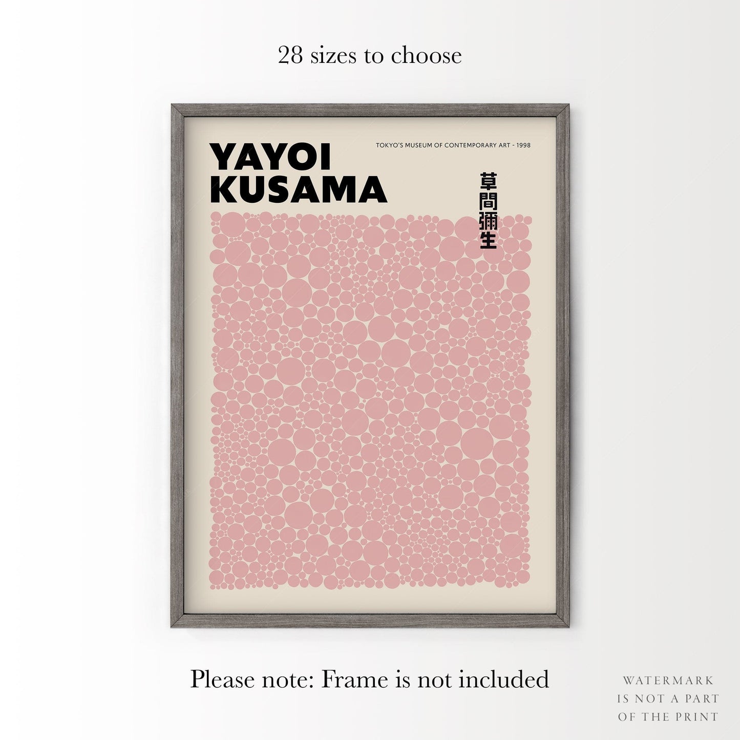 Home Poster Decor Yayoi Kusama Print, Contemporary Wall Decor, Pink Dots