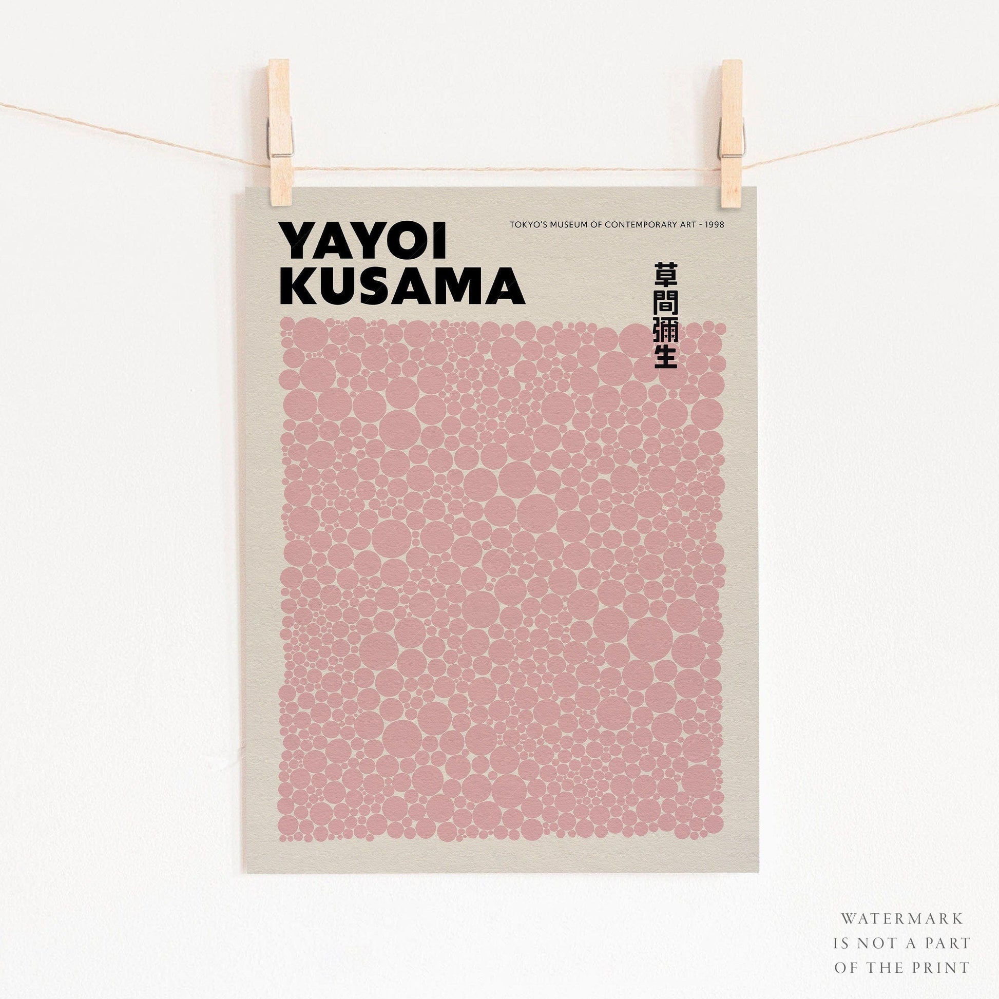 Home Poster Decor Yayoi Kusama Print, Contemporary Wall Decor, Pink Dots