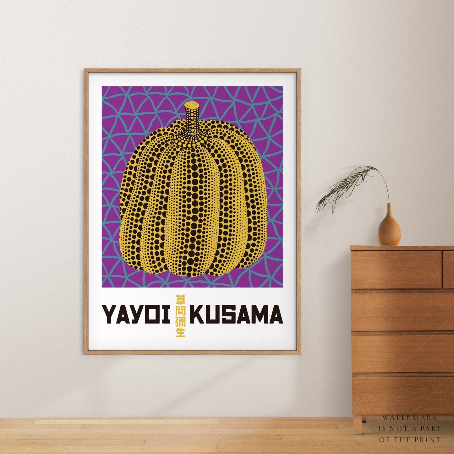 Home Poster Decor Yayoi Kusama Print, Contemporary Wall Decor, Pumpkin Art