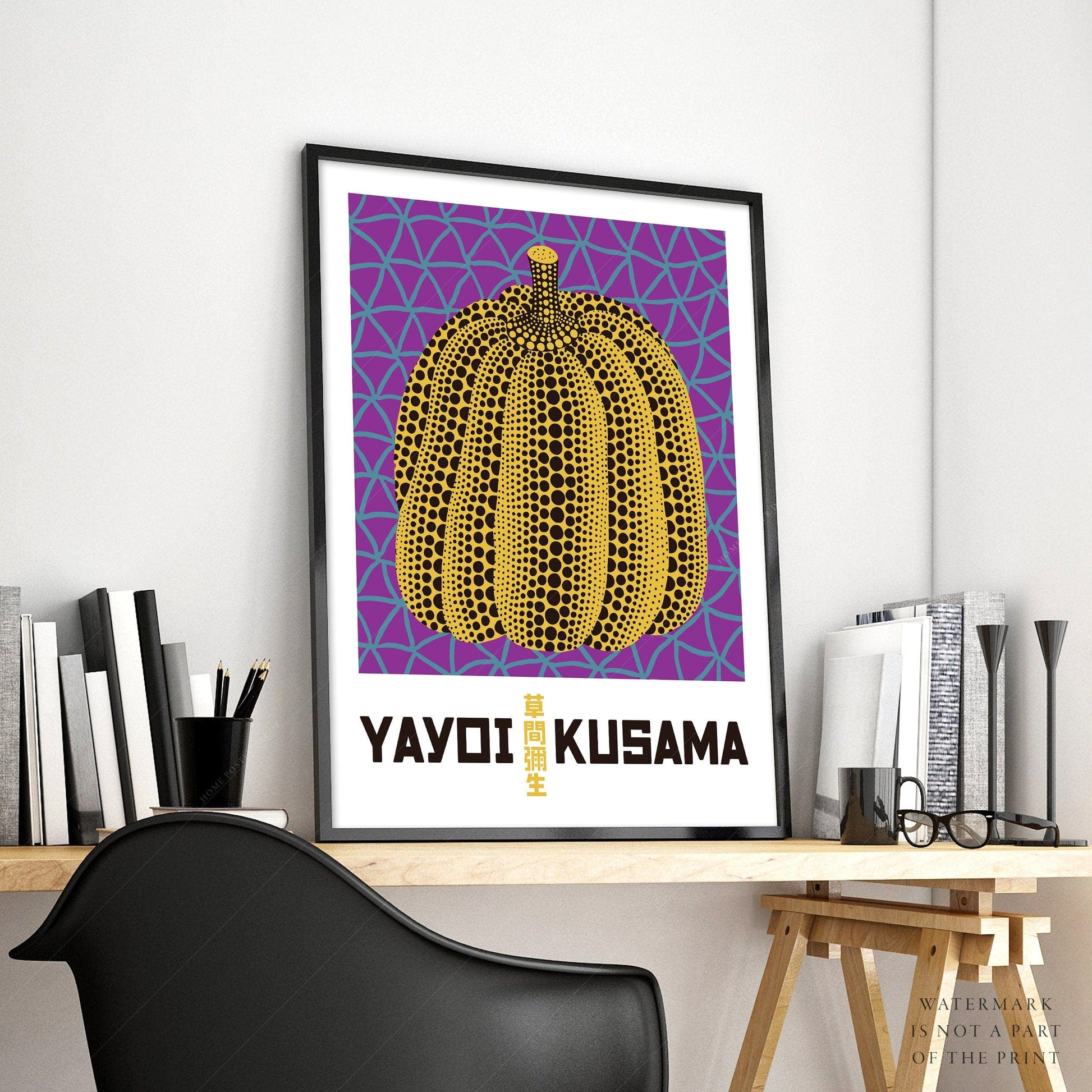 Home Poster Decor Yayoi Kusama Print, Contemporary Wall Decor, Pumpkin Art