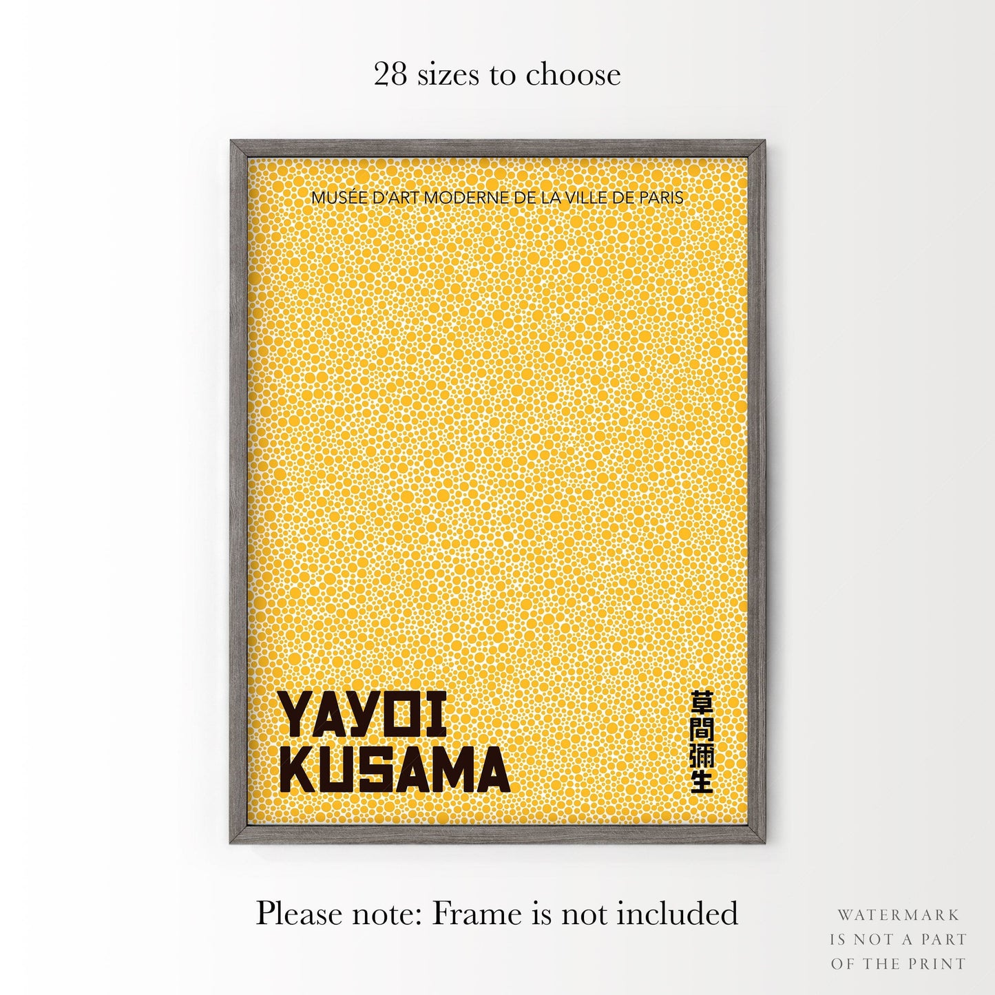 Home Poster Decor Yayoi Kusama Print, Contemporary Wall Decor, Yellow Dots