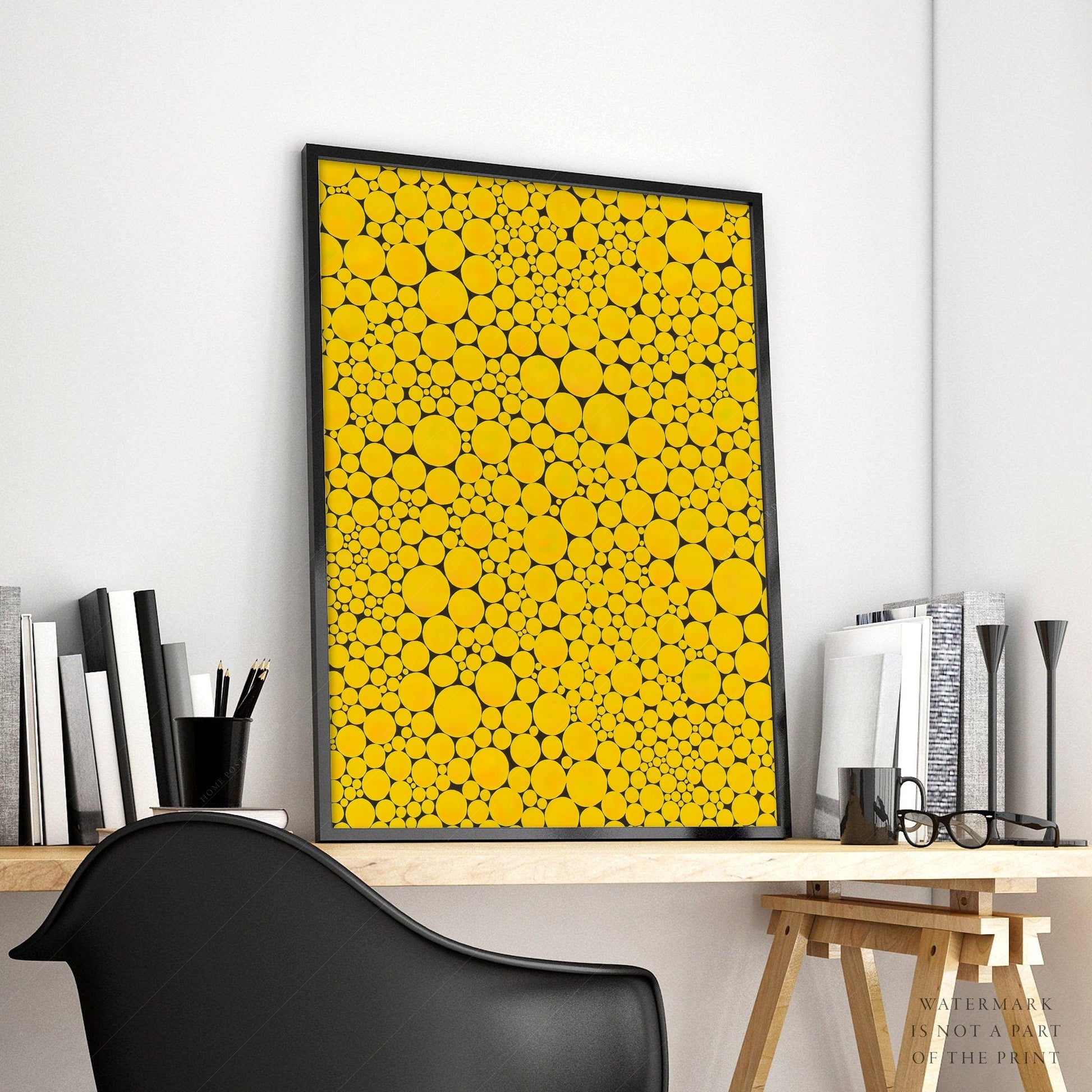 Home Poster Decor Yayoi Kusama Print, Contemporary Wall Decor, Yellow Dots