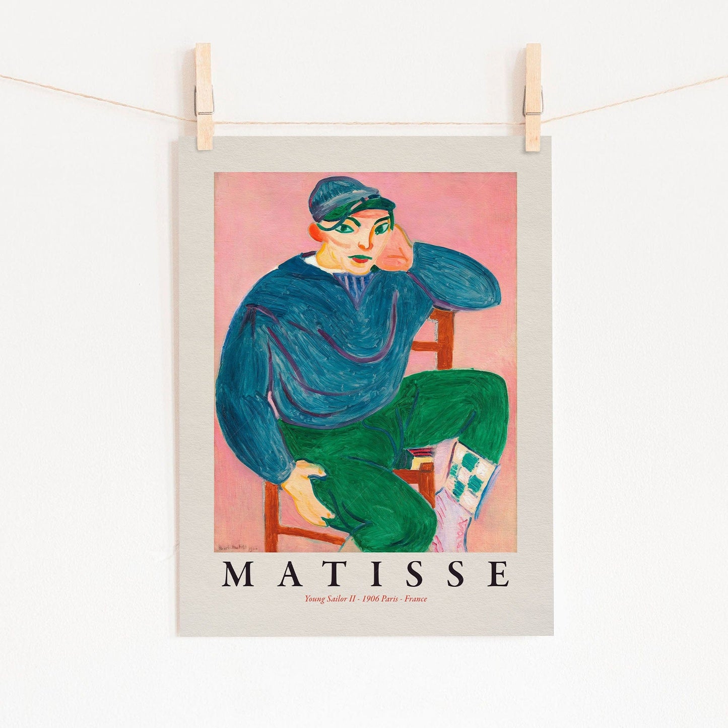 Home Poster Decor Young Sailor II by Henri Matisse, Famous Painting, Mid Century Modern Wall Decor